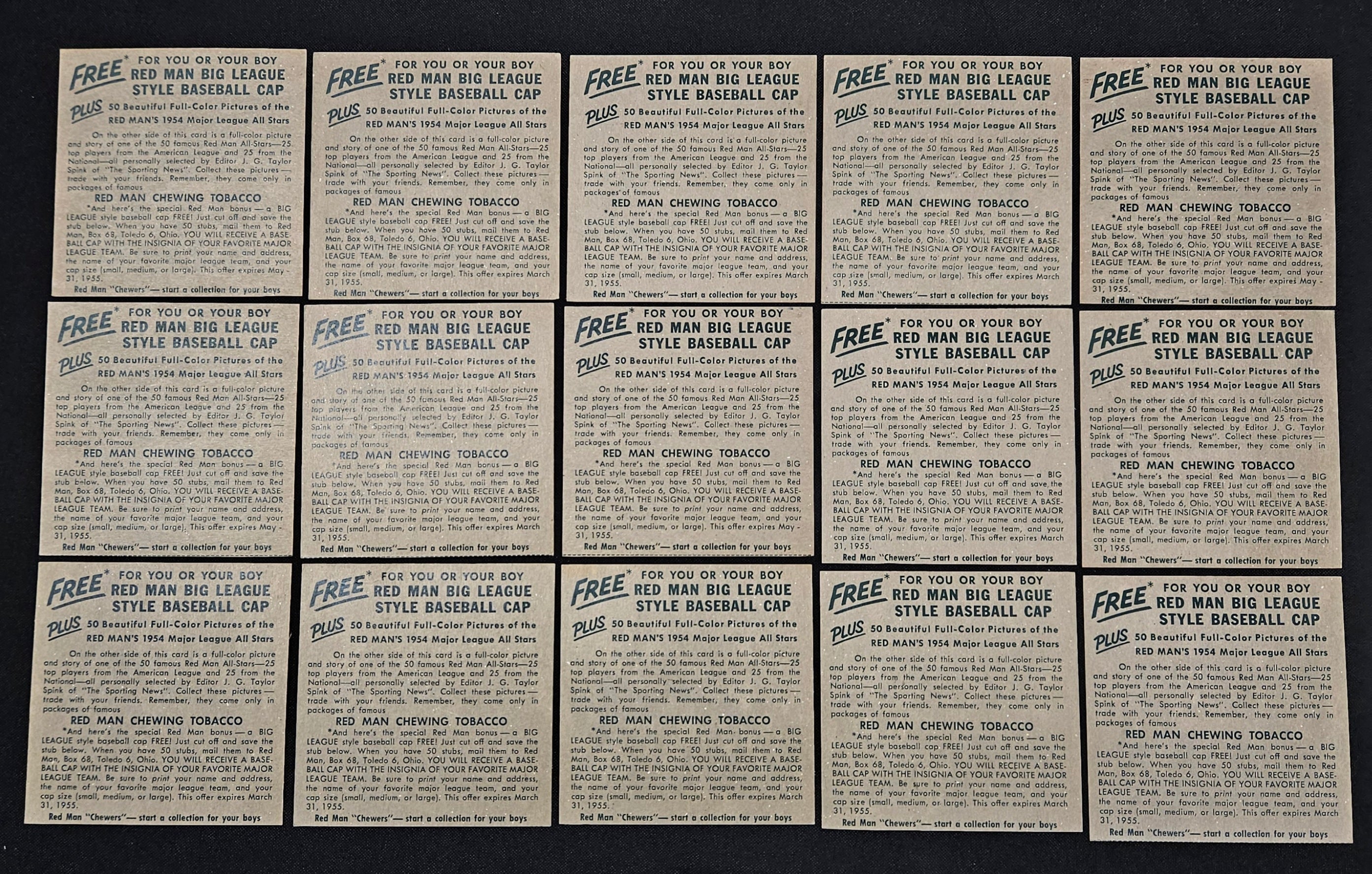 1954 Red Man Near Complete Set 39/50 No Tabs Low Grade