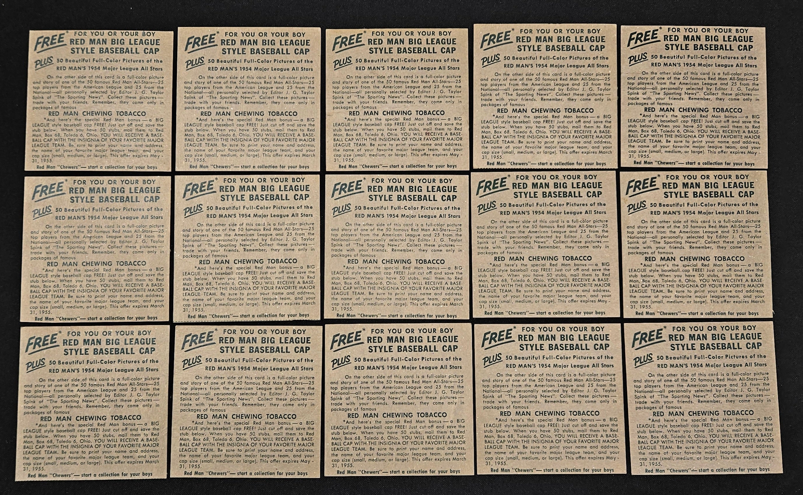 1954 Red Man Near Complete Set 39/50 No Tabs Low Grade