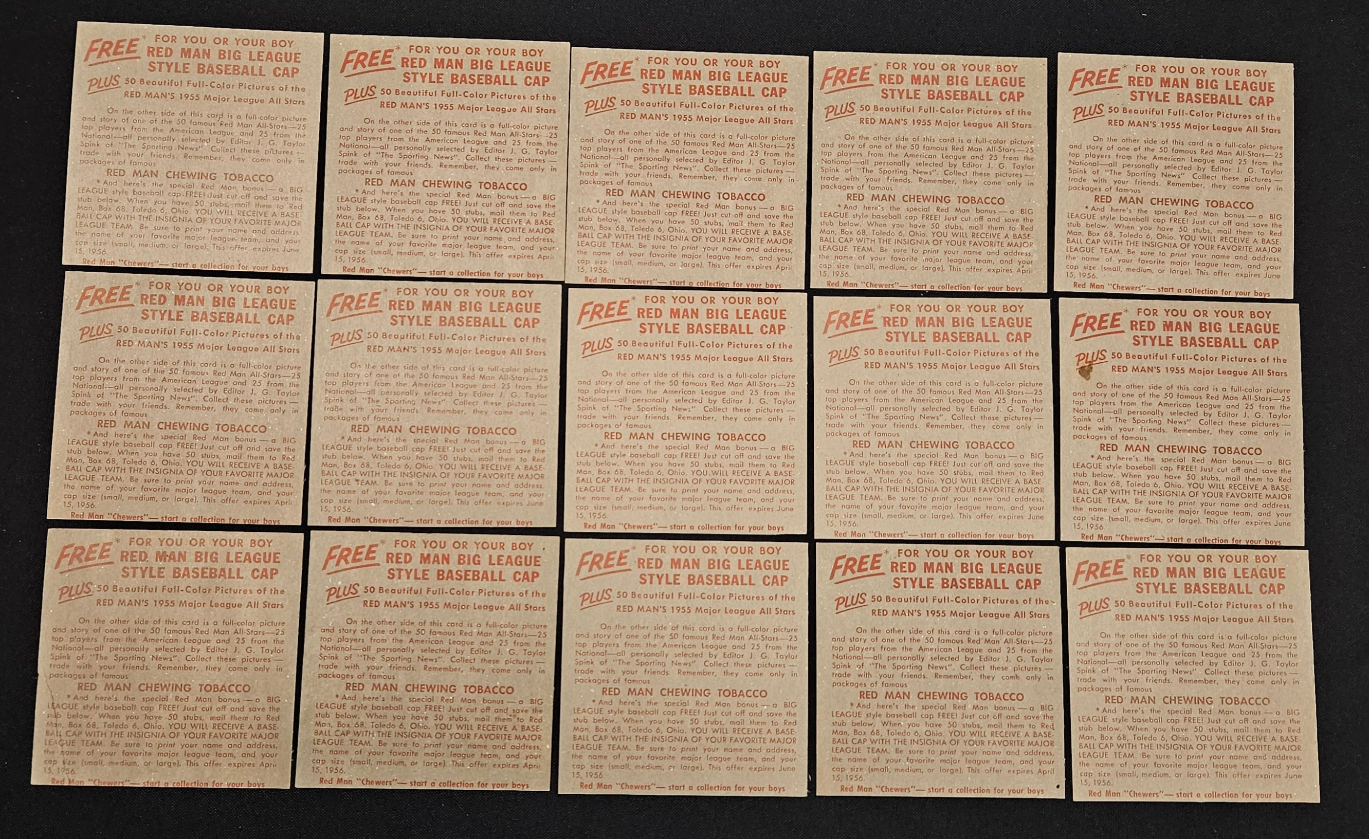 1955 Red Man Near Complete Set 42/50 No Tabs Low Grade