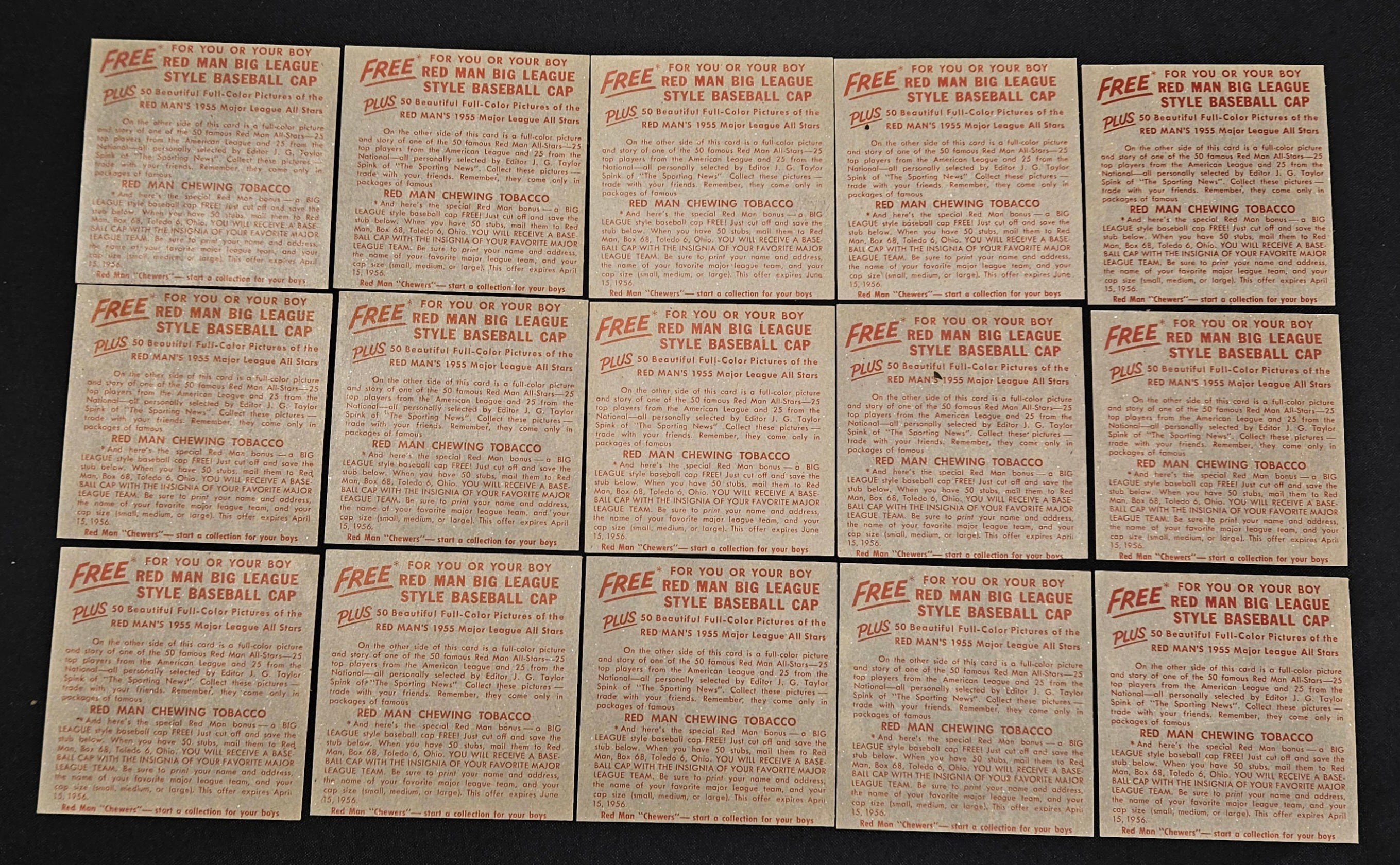 1955 Red Man Near Complete Set 42/50 No Tabs Low Grade