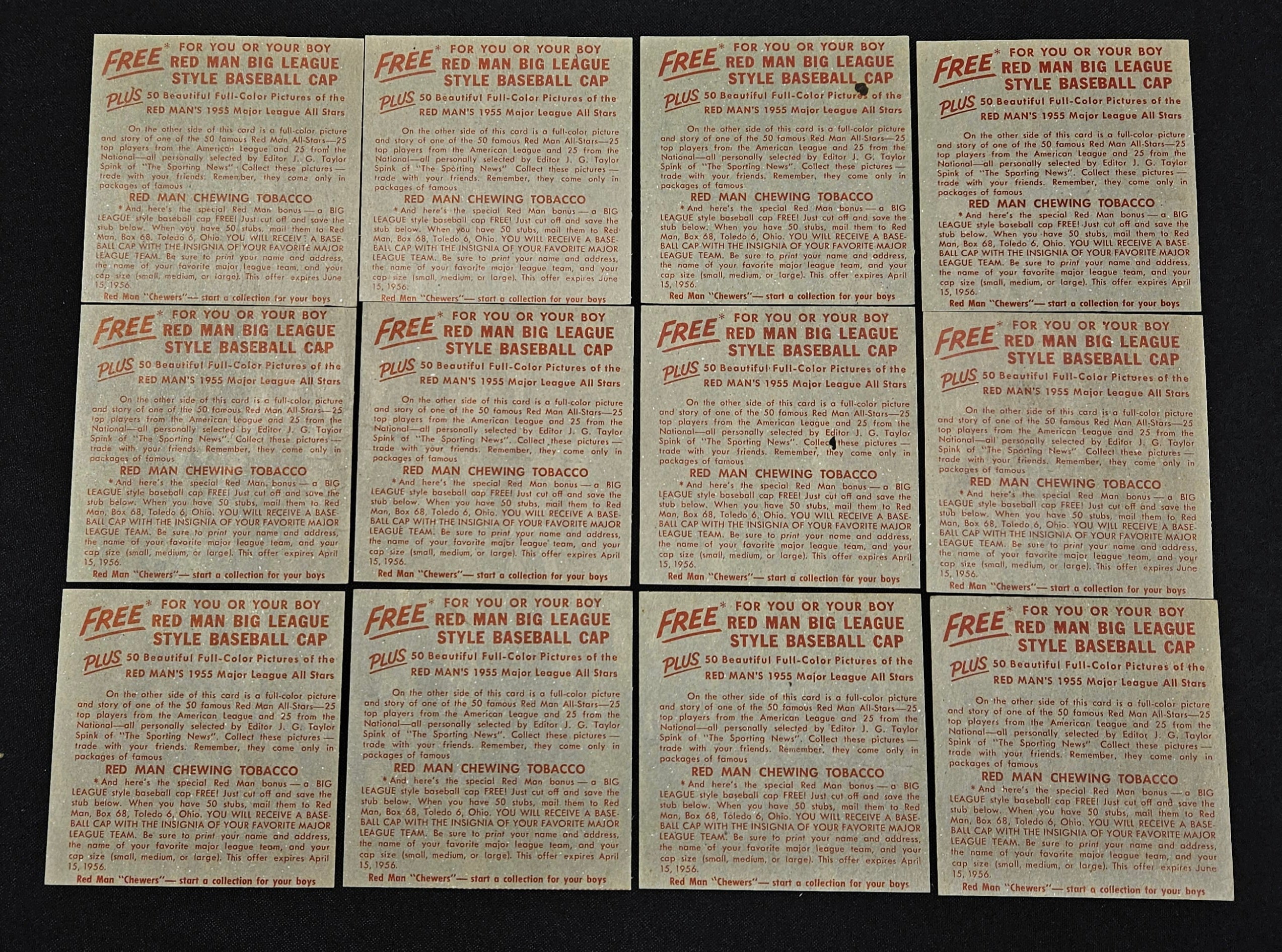 1955 Red Man Near Complete Set 42/50 No Tabs Low Grade