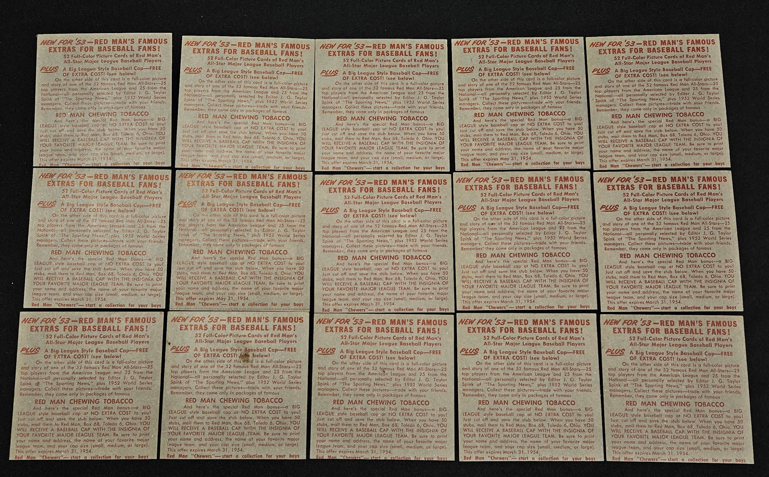1953 Red Man Near Complete Set 43/52 No Tabs Low Grade