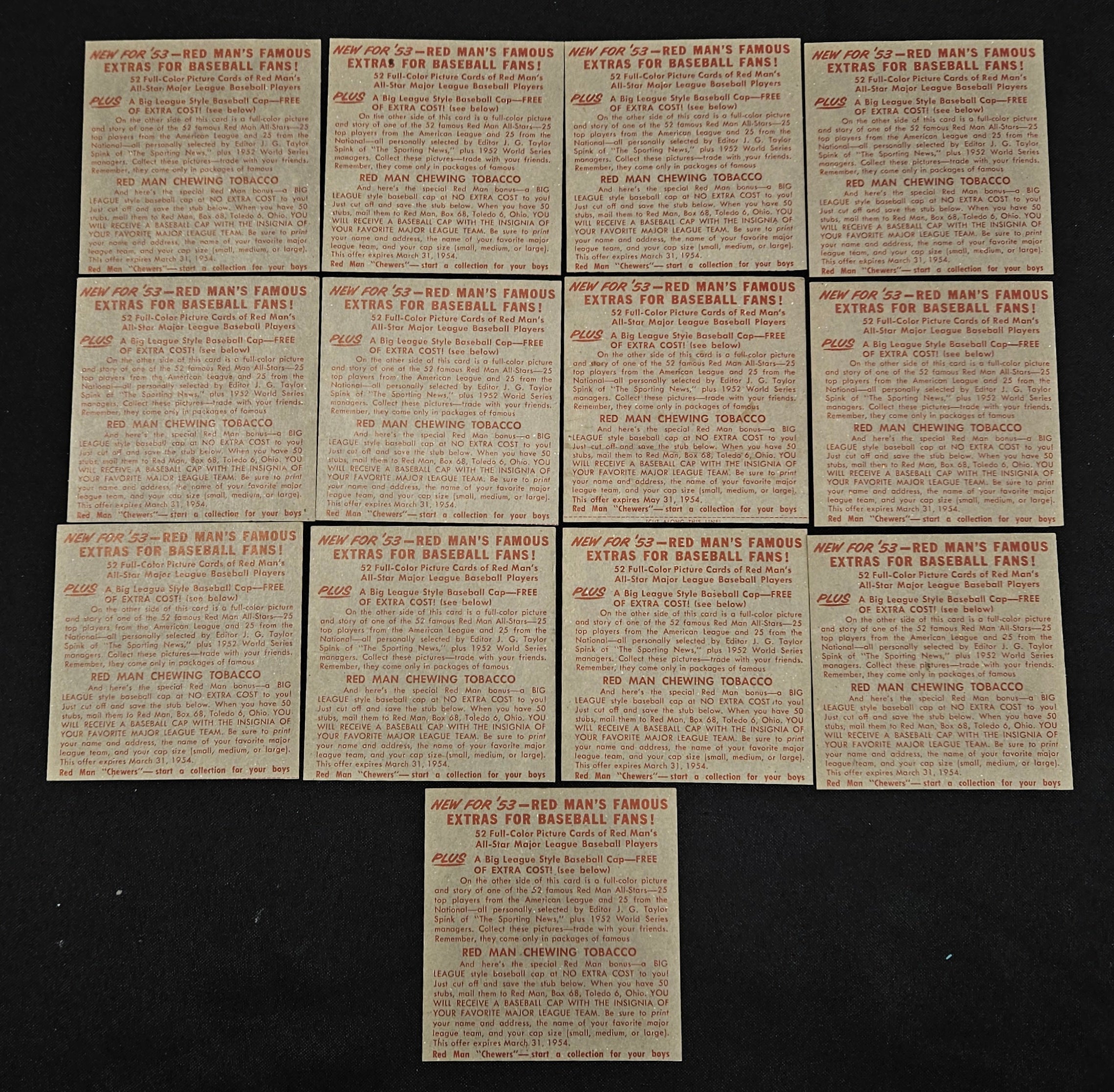 1953 Red Man Near Complete Set 43/52 No Tabs Low Grade