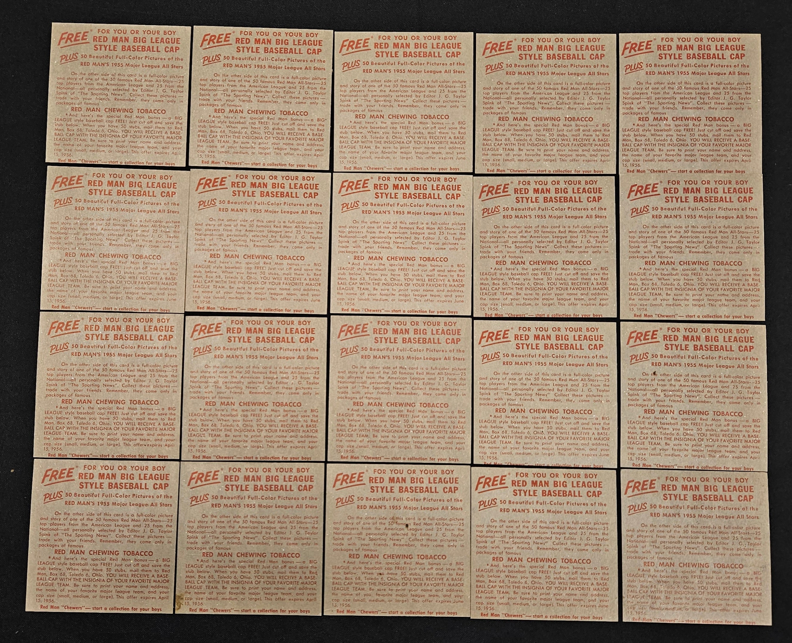 1955 Red Man Near Complete Set 47/50 No Tabs Low Grade