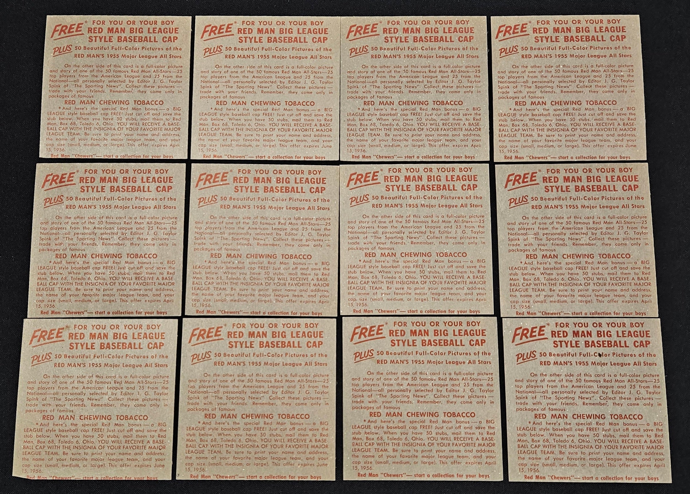 1955 Red Man Near Complete Set 37/50 No Tabs Low Grade
