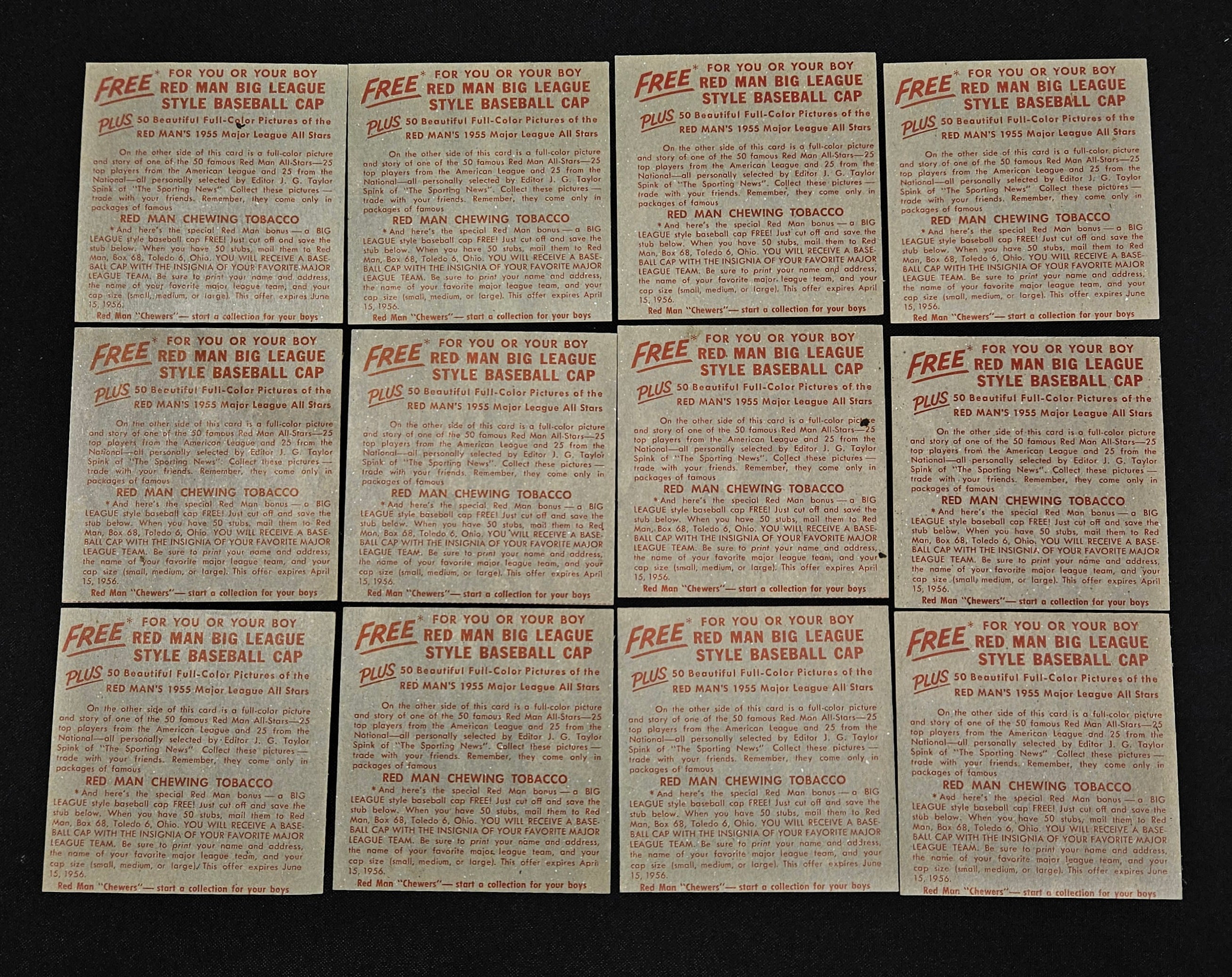 1955 Red Man Near Complete Set 37/50 No Tabs Low Grade