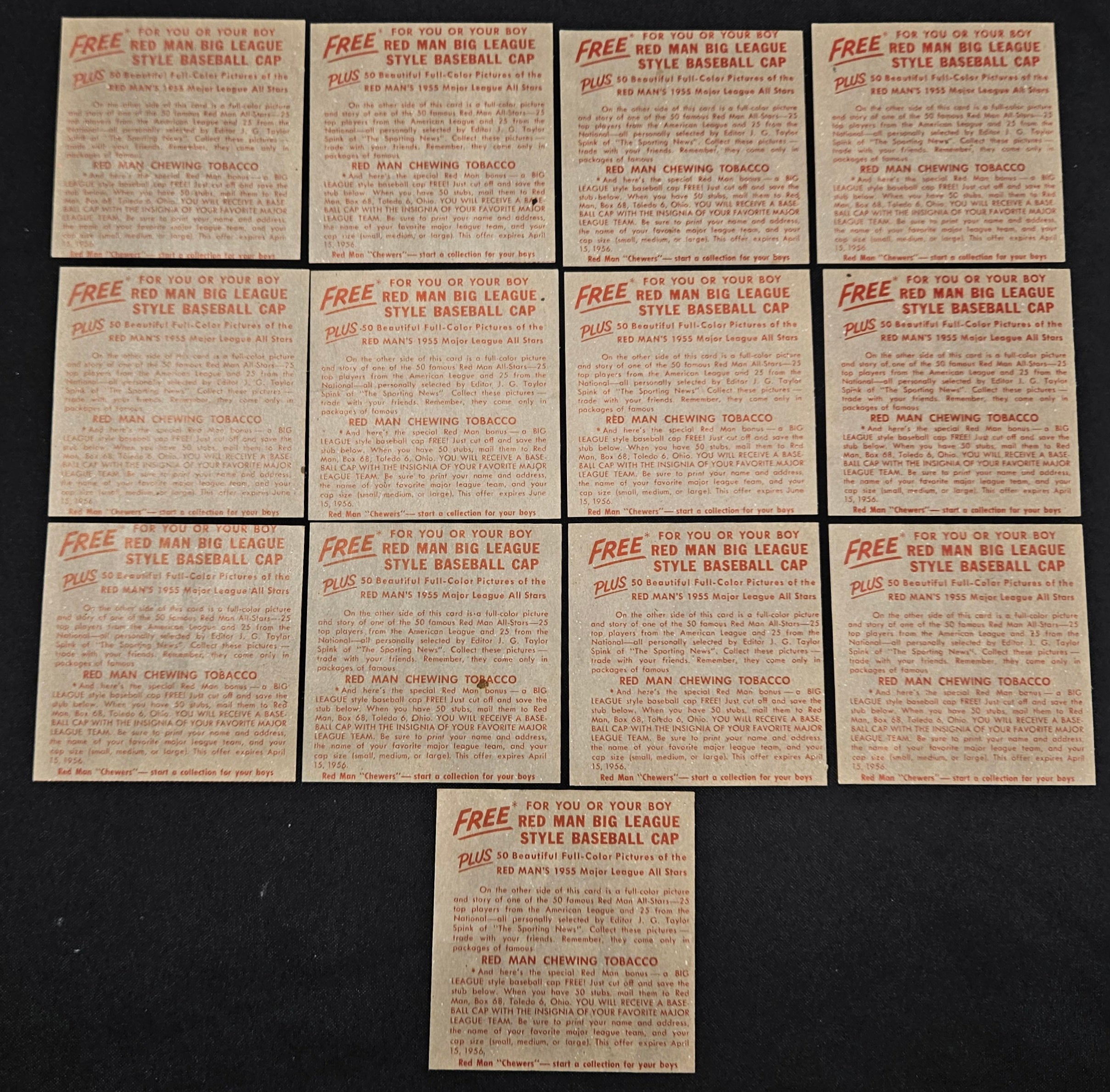 1955 Red Man Near Complete Set 37/50 No Tabs Low Grade