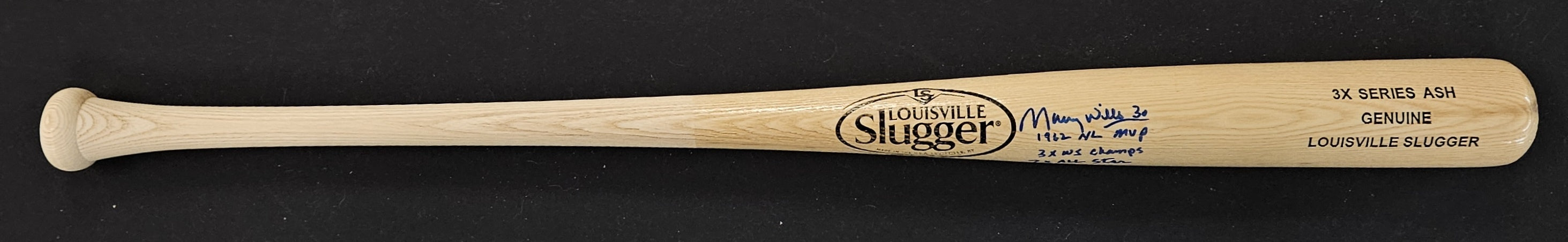 Maury Wills Signed Autographed Louisville Slugger Bat w/3 Inscriptions DA71567