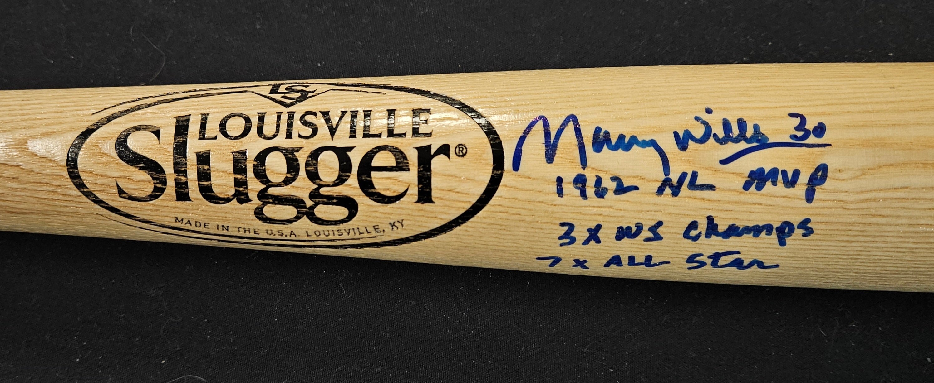 Maury Wills Signed Autographed Louisville Slugger Bat w/3 Inscriptions DA71567
