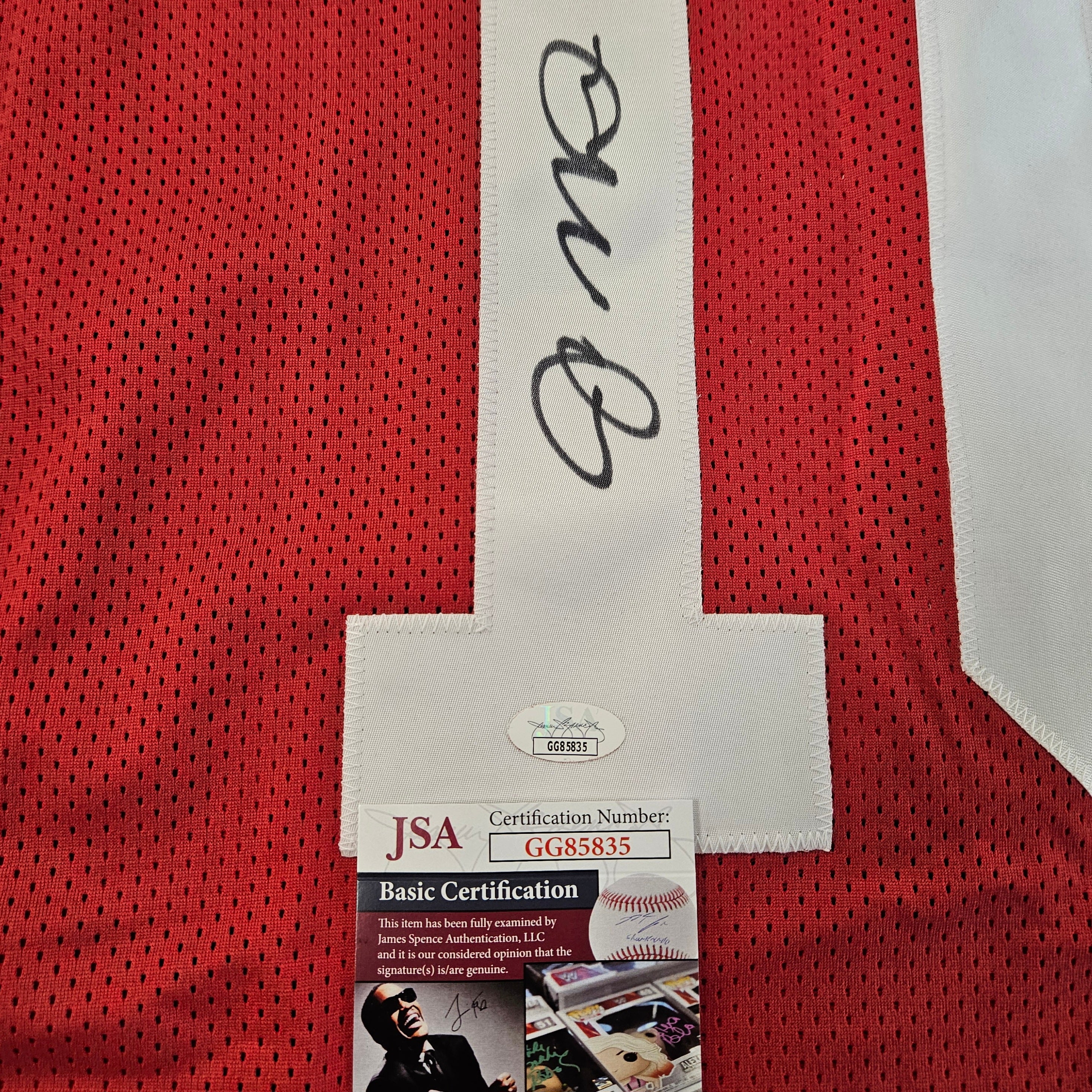 Joe Montana Signed Autographed Custom Red Jersey JSA Authentic *835