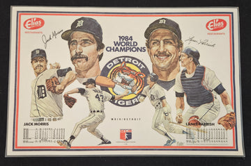 1984 Elias Brothers Detroit Tigers Placemat Set Of 4 Trammell/Whitaker/Gibson