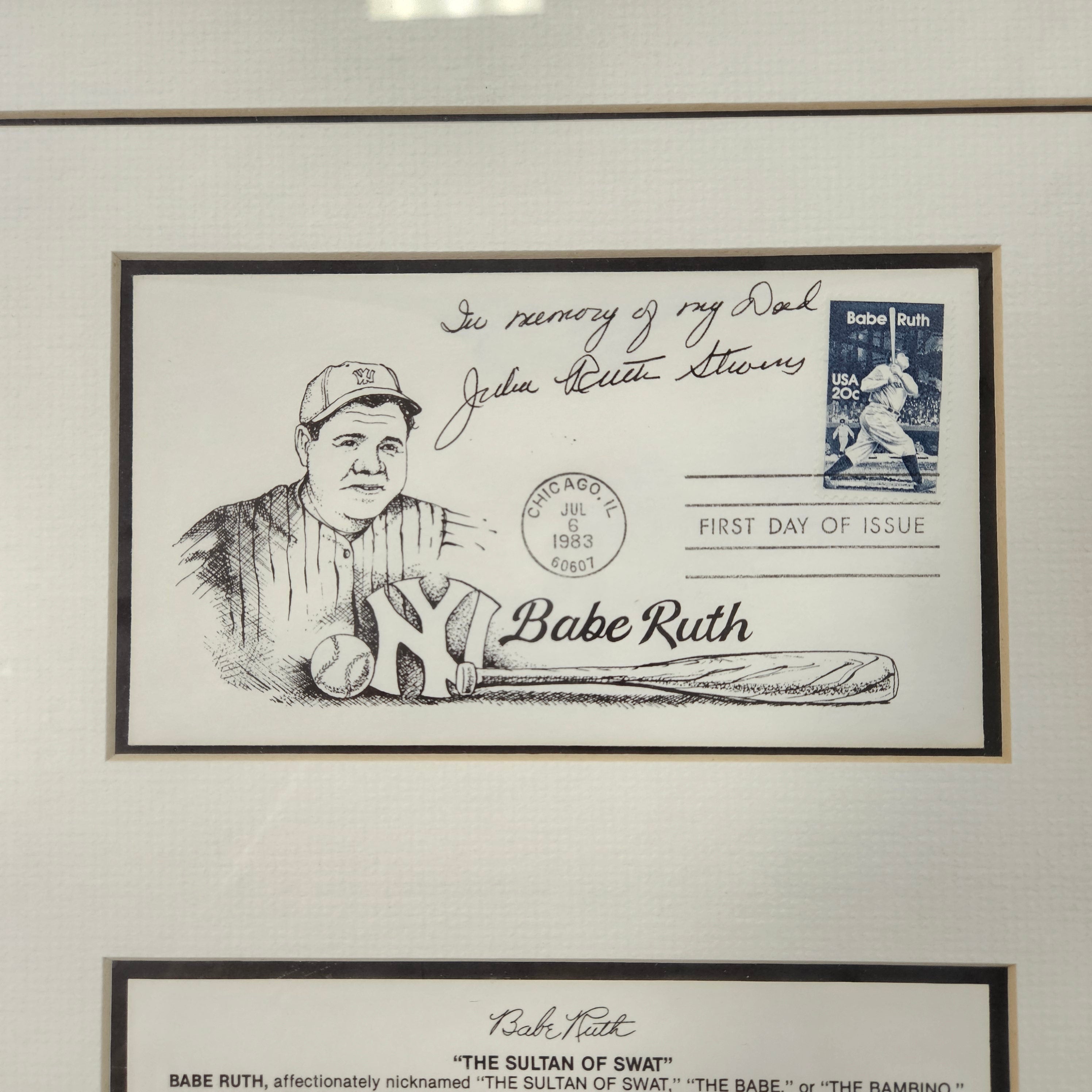 Stanton Arts Babe Ruth Major League Memories Julia Ruth Stevens Auto Framed