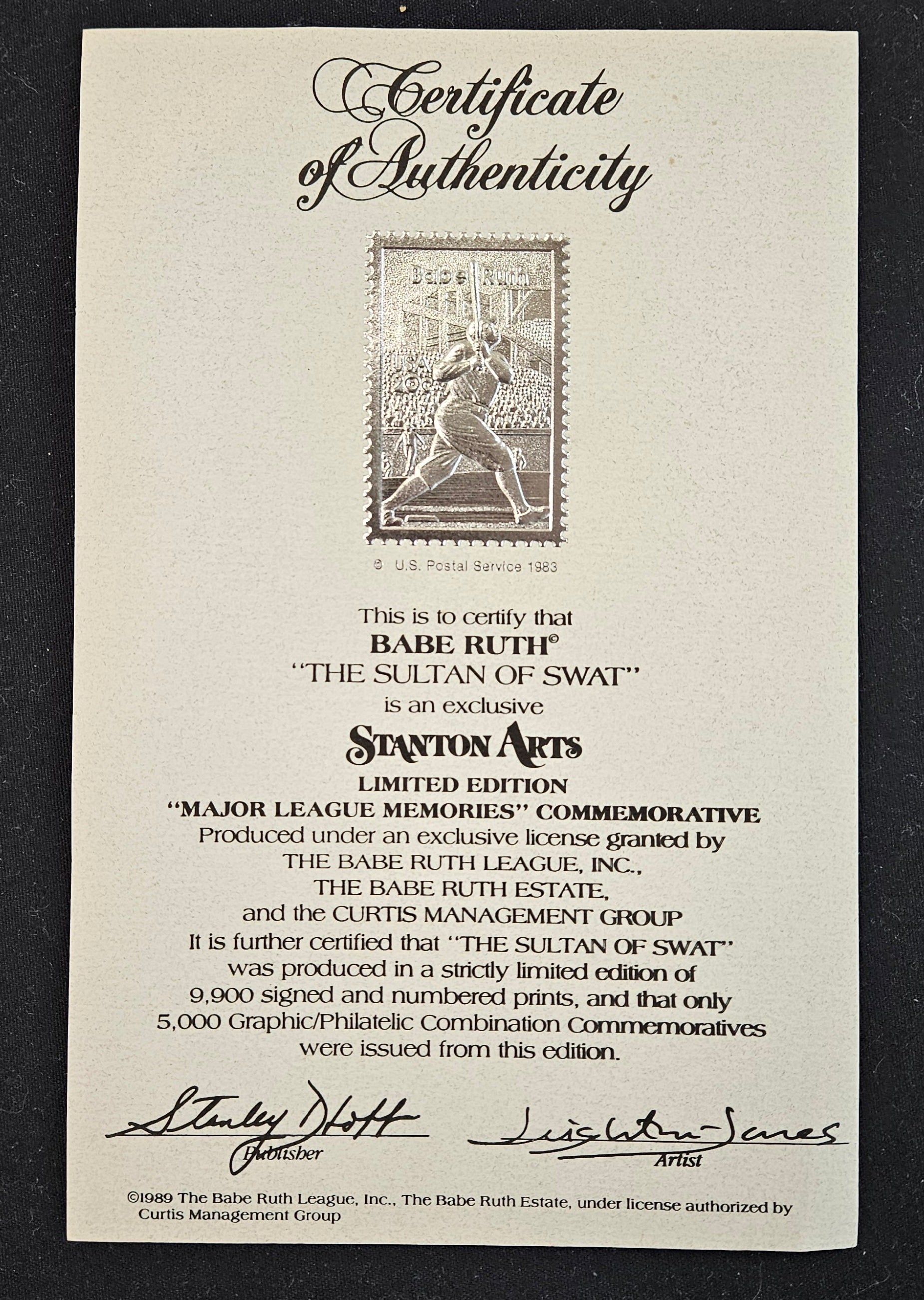 Stanton Arts Babe Ruth Major League Memories Julia Ruth Stevens Auto Framed