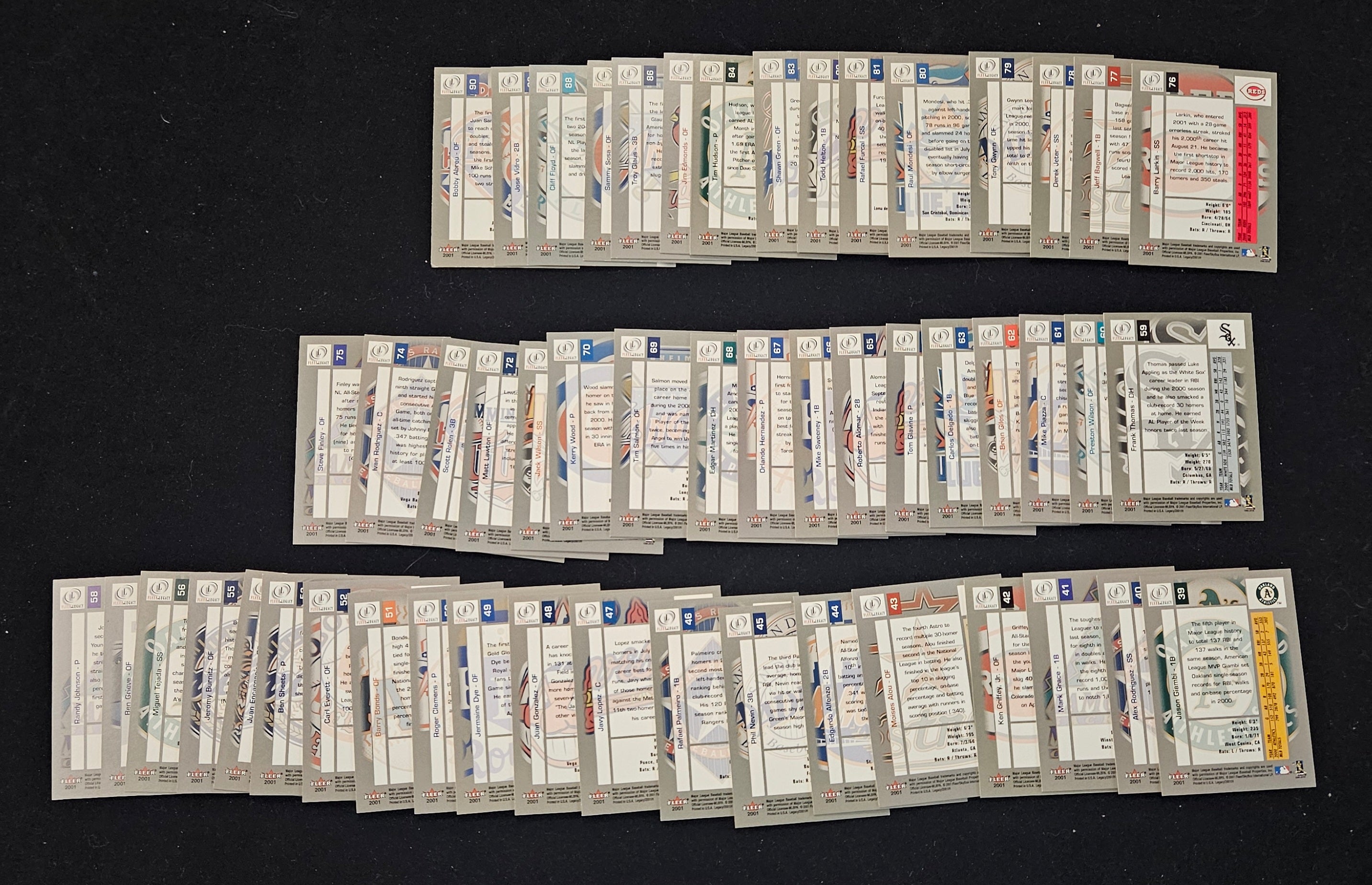 2001 Fleer Legacy Baseball Base Set (1-90)