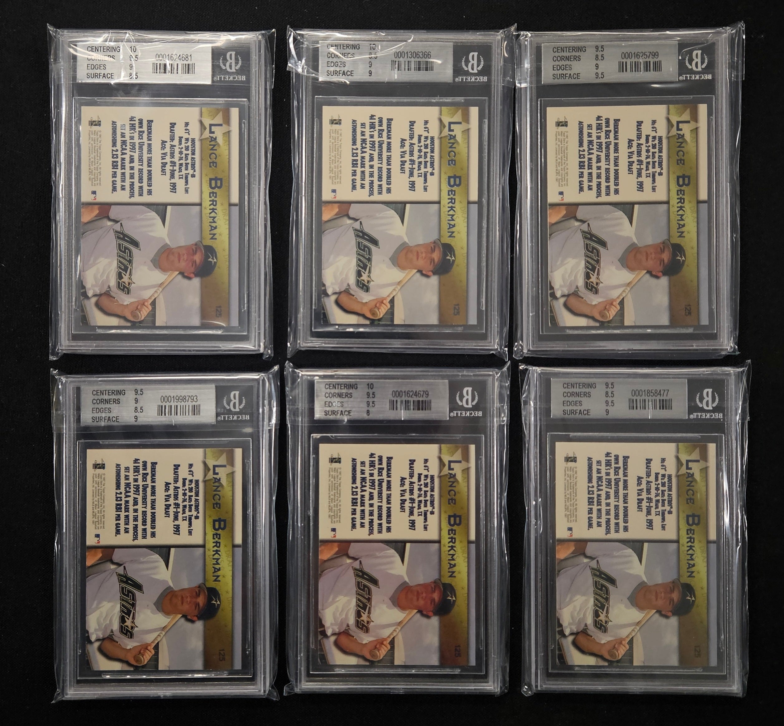 1997 Topps Stars Lance Berkman RC #125 BGS 9 Lot Of 6