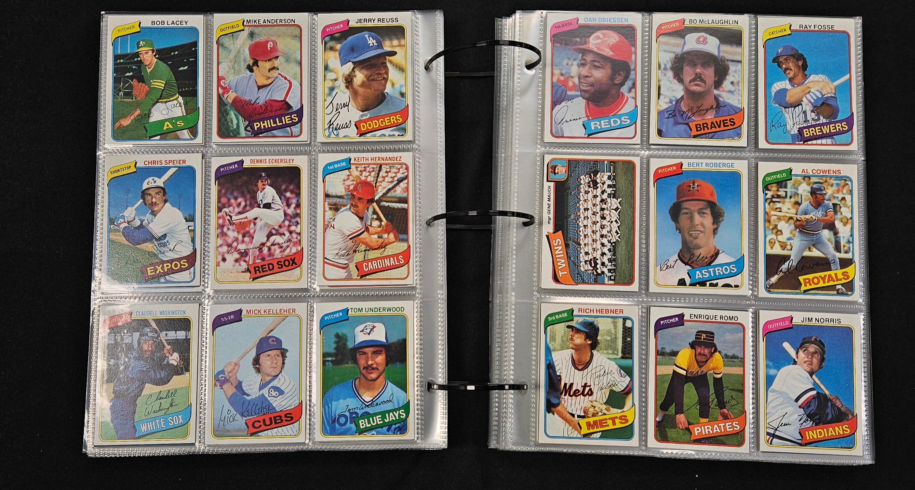 1980 Topps Baseball Near Complete Set (702/726) NM in Pages