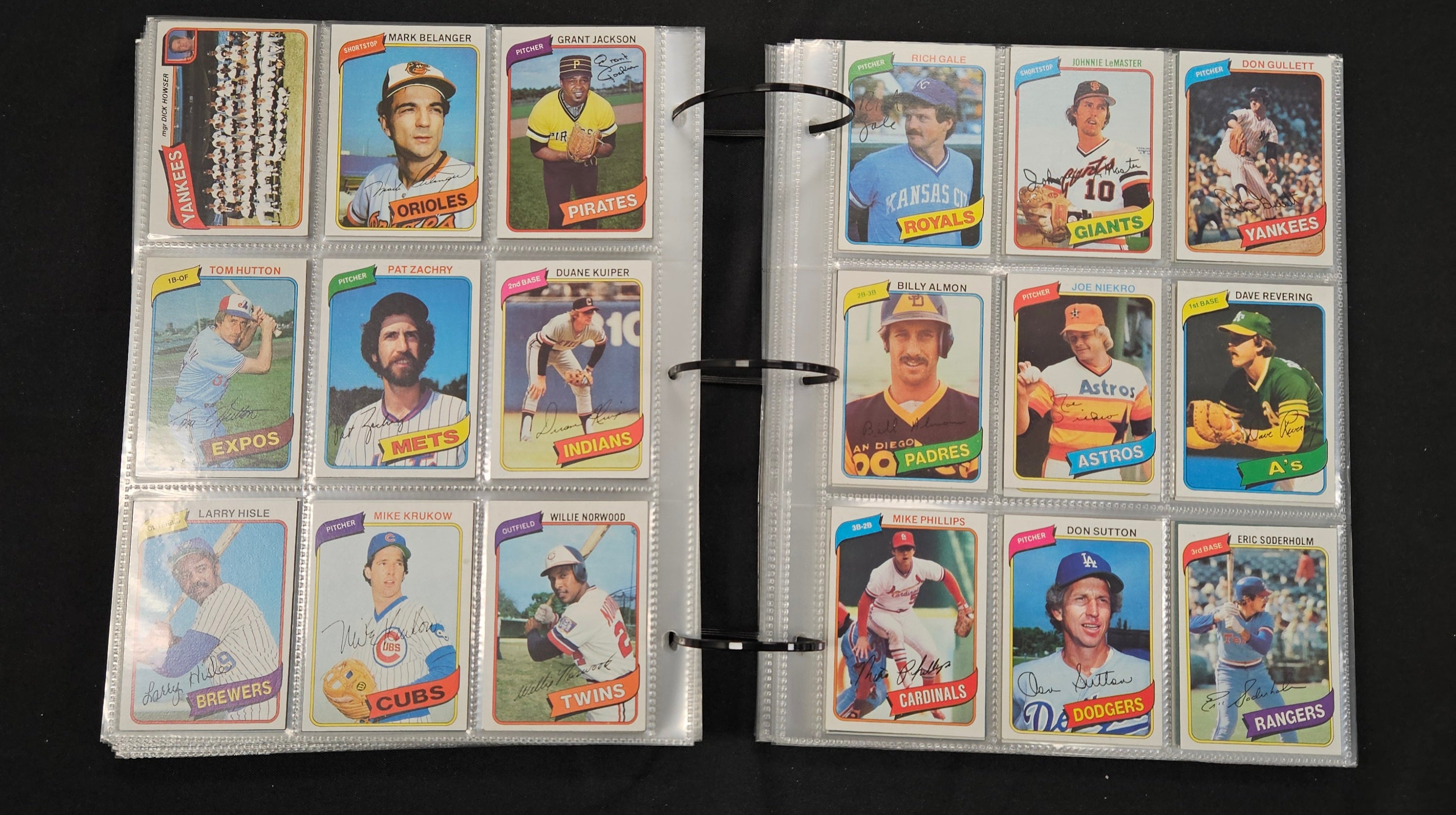 1980 Topps Baseball Near Complete Set (702/726) NM in Pages