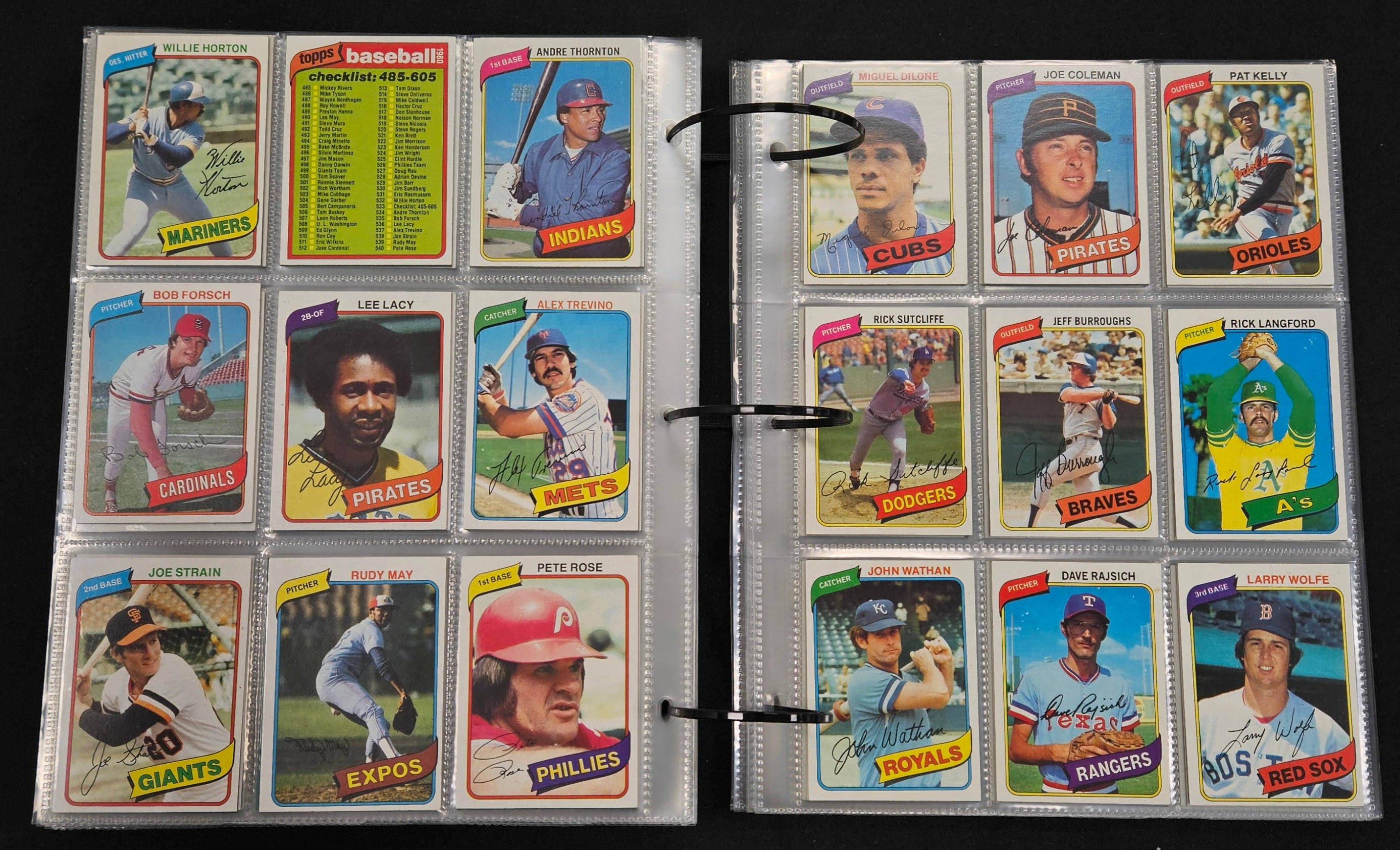 1980 Topps Baseball Near Complete Set (702/726) NM in Pages