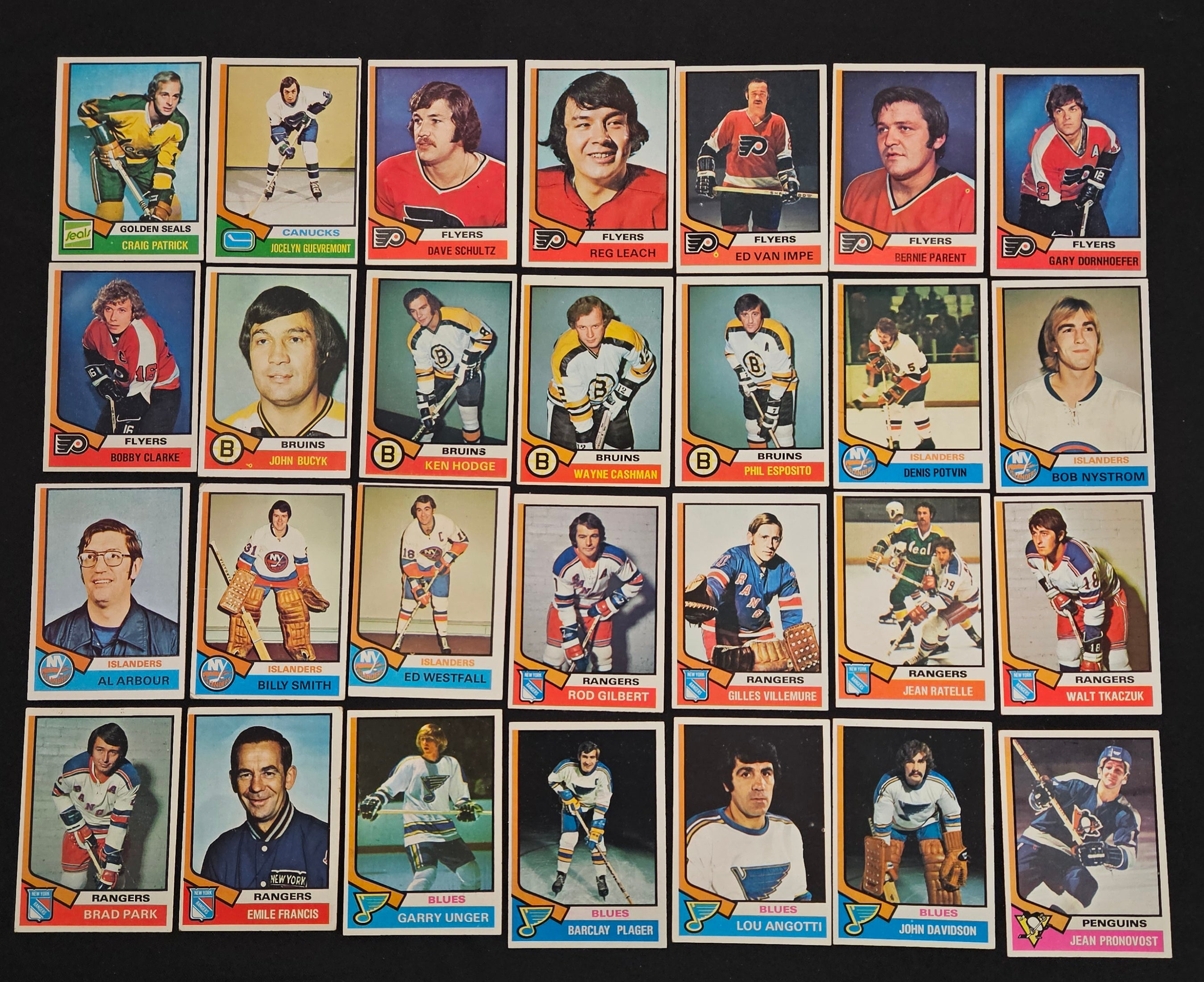 1974-75 Topps Hockey (Lot Of 72 Diff.) W/ Stars VG-EX