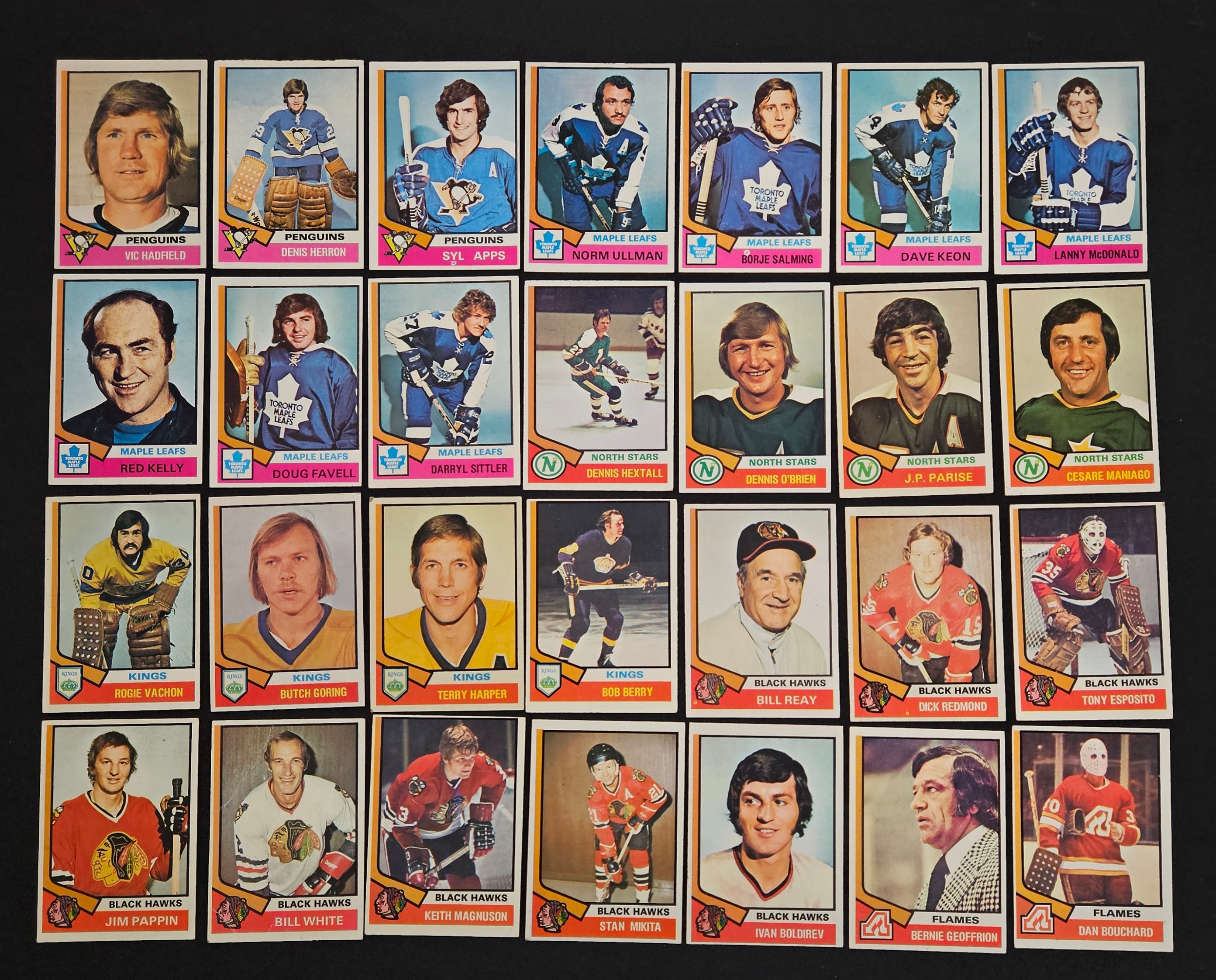1974-75 Topps Hockey (Lot Of 72 Diff.) W/ Stars VG-EX