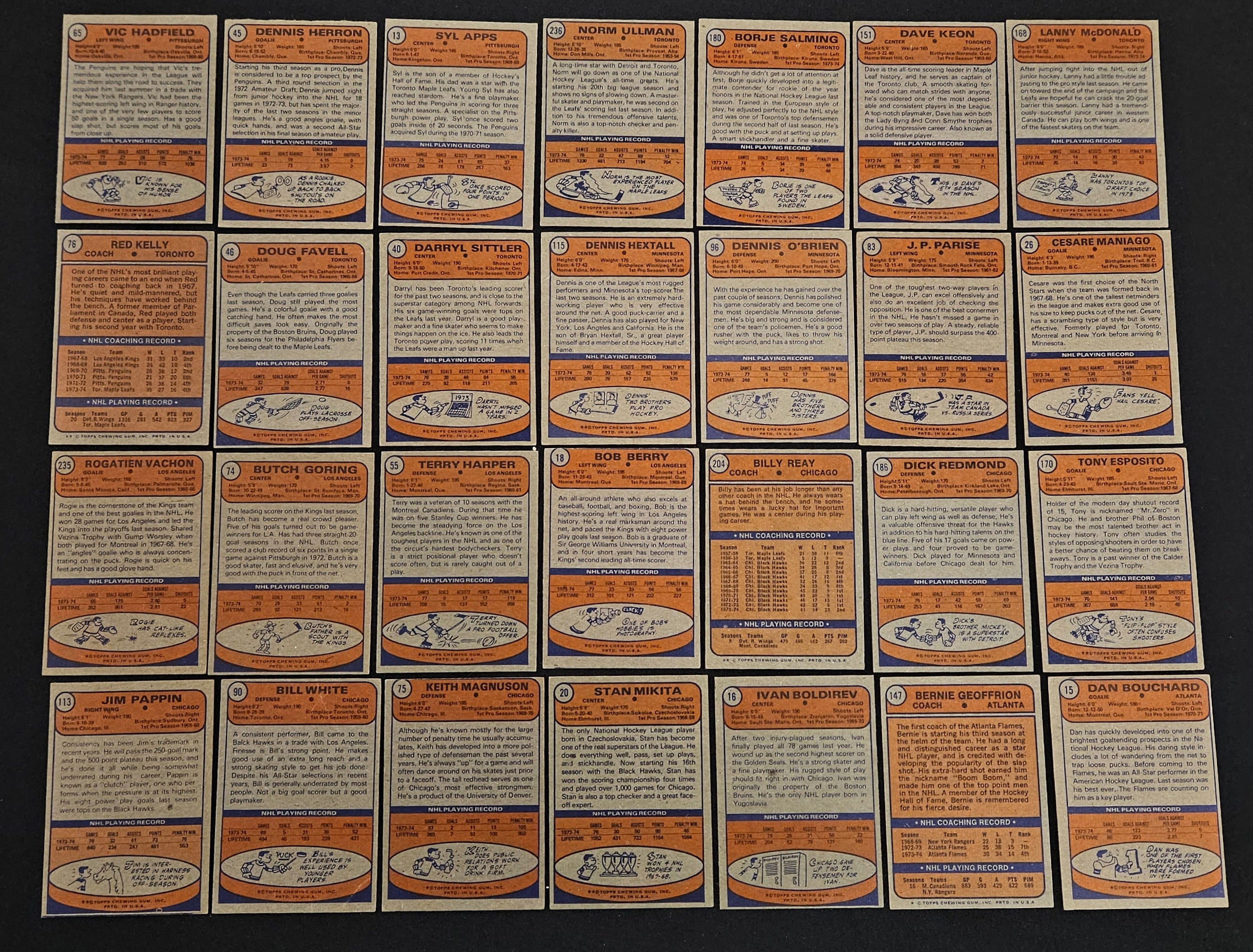 1974-75 Topps Hockey (Lot Of 72 Diff.) W/ Stars VG-EX
