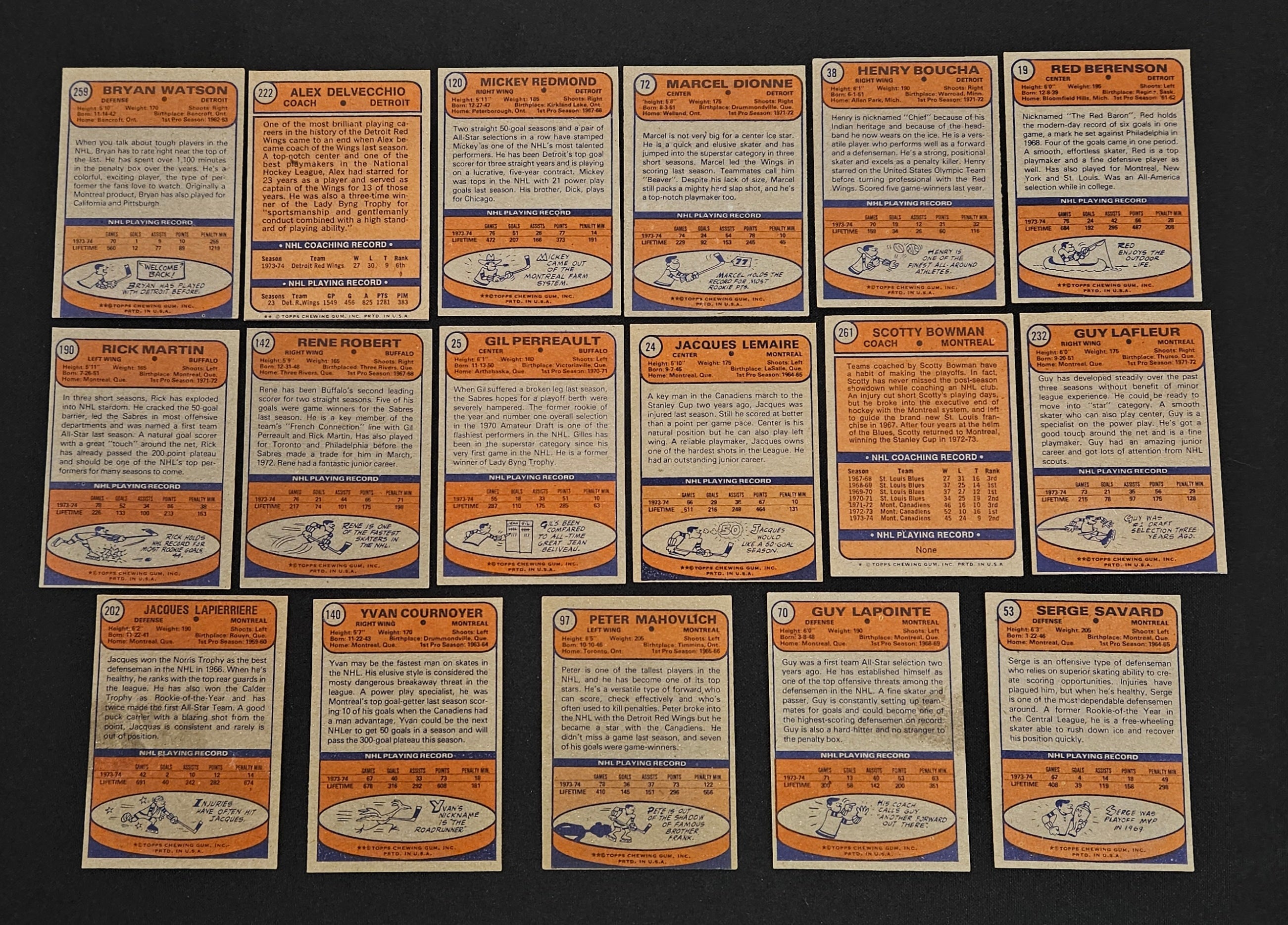 1974-75 Topps Hockey (Lot Of 72 Diff.) W/ Stars VG-EX