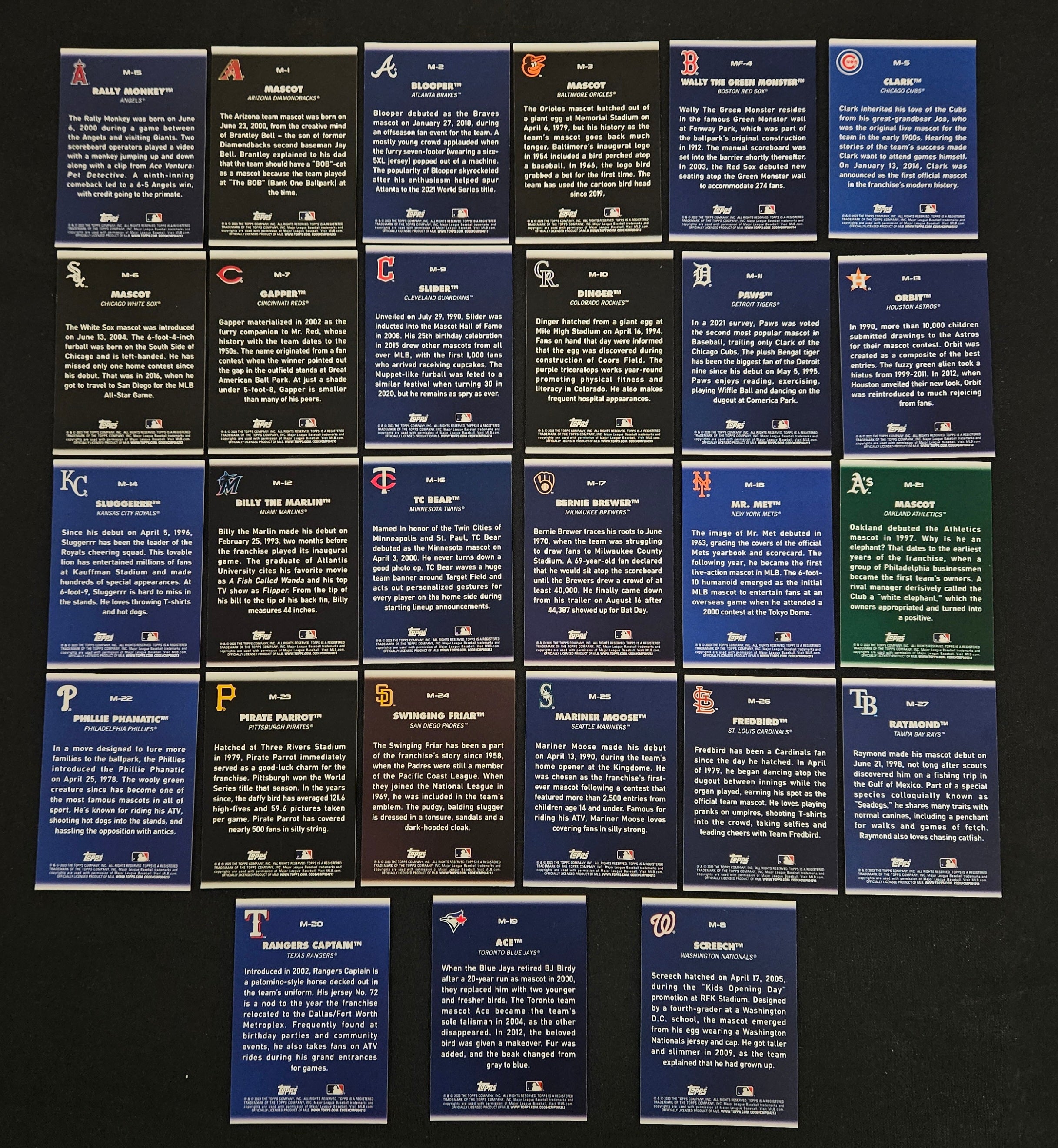 2023 Topps Big League Baseball Mascots Complete Set (27/27)