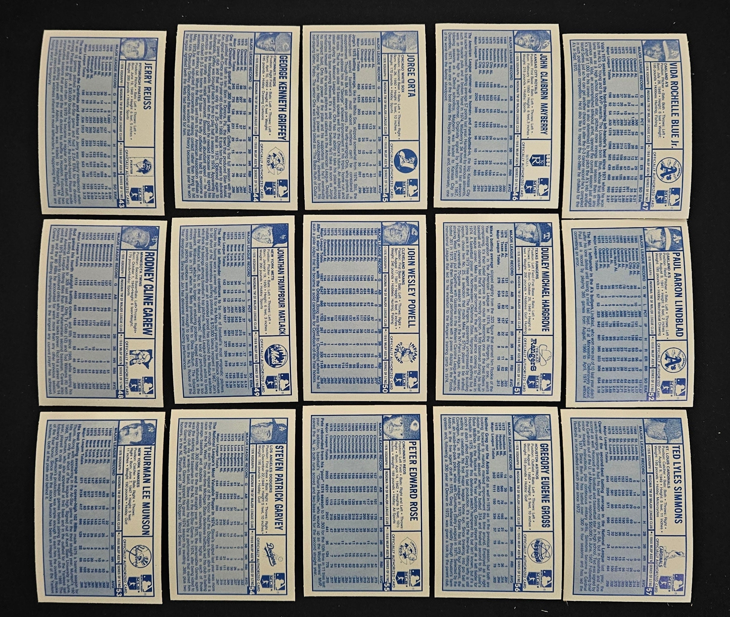 1976 Kellogg's 3-D Superstars Baseball Near Complete Set (55/57) Fair Overall