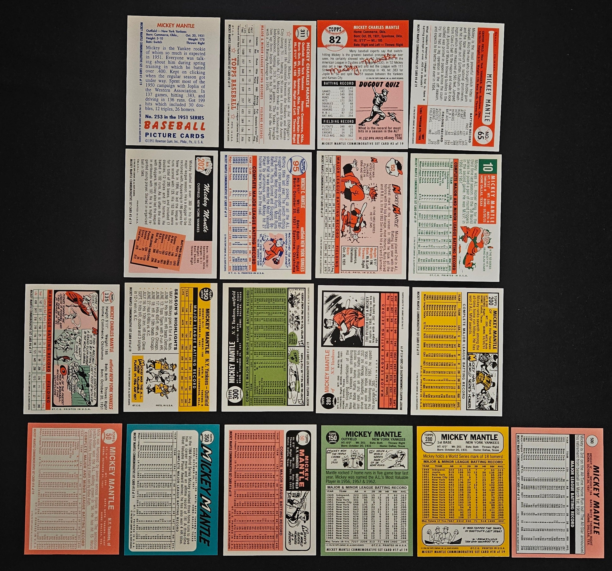 1996 Topps Mickey Mantle Complete Commemorative Set (19/19)