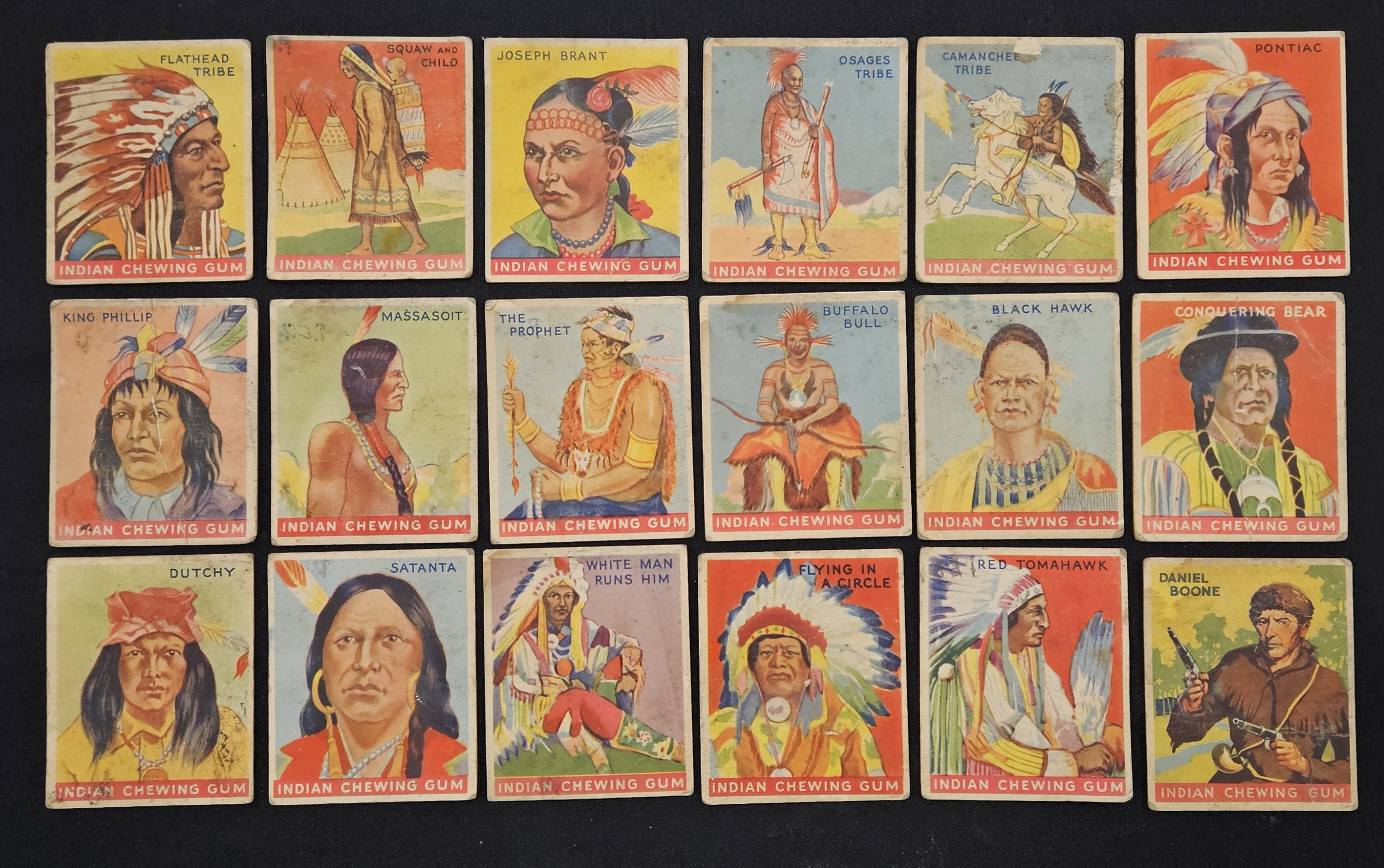1933 Gum Inc. Indian Gum (Lot Of 37 Different) Poor Daniel Boone/Billy The Kid