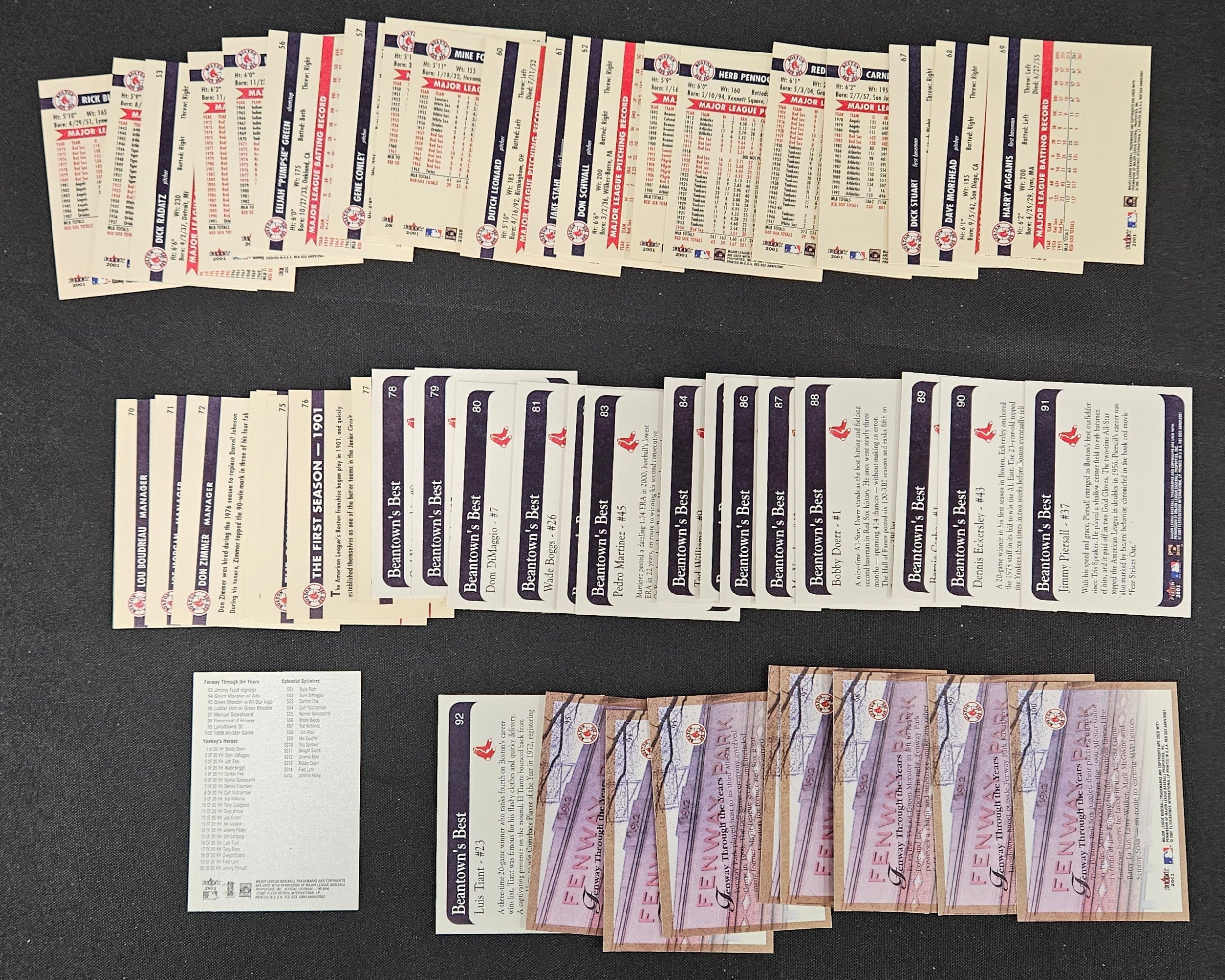 2001 Fleer Boston Red Sox 100th Anniversary Complete Set (100/100)