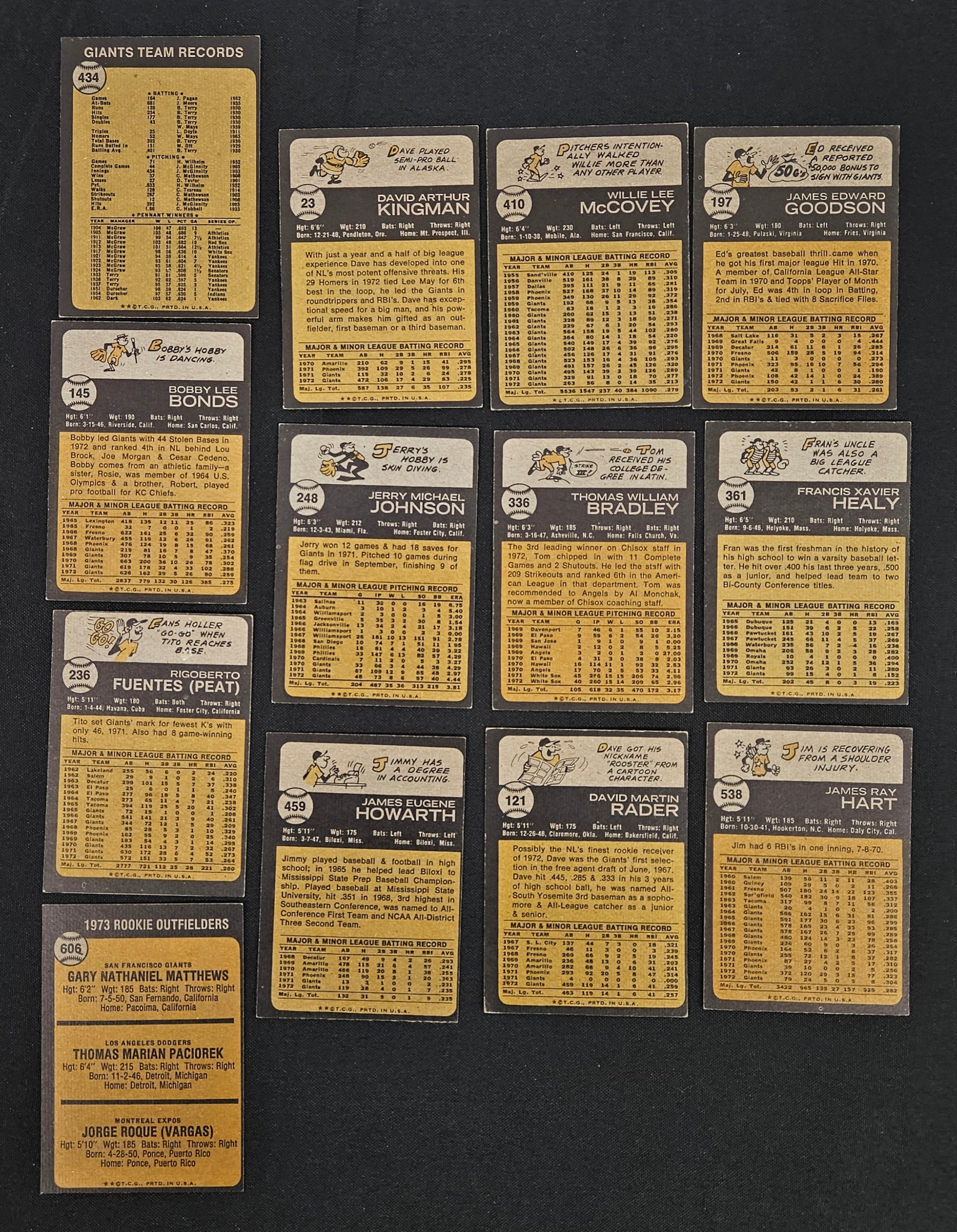 1973 Topps Baseball San Francisco Giants Complete Team Set (26/26) EX