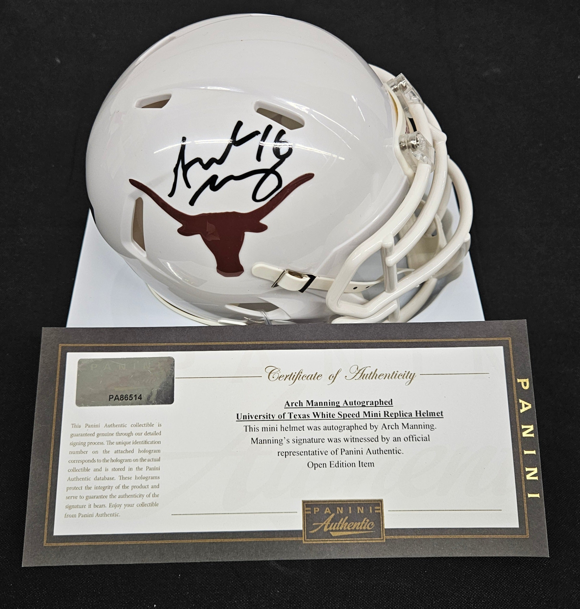 Arch Manning Signed Autographed White Speed Mini Replica Helmet Panini Authentic