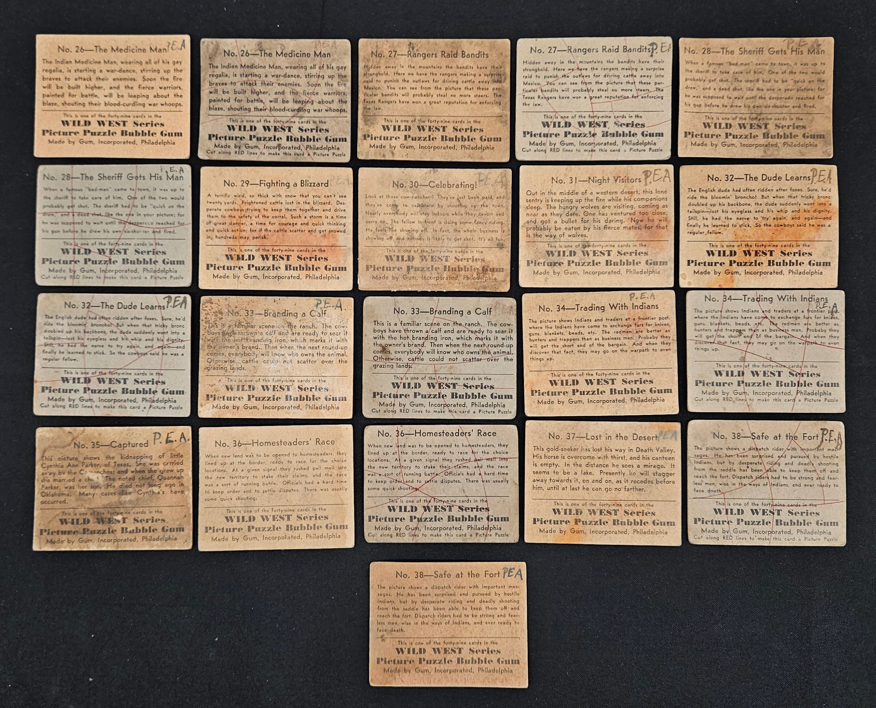 1933 Gum Inc. Wild West Series (R172) Near Complete Set (57/72) Poor *READ*
