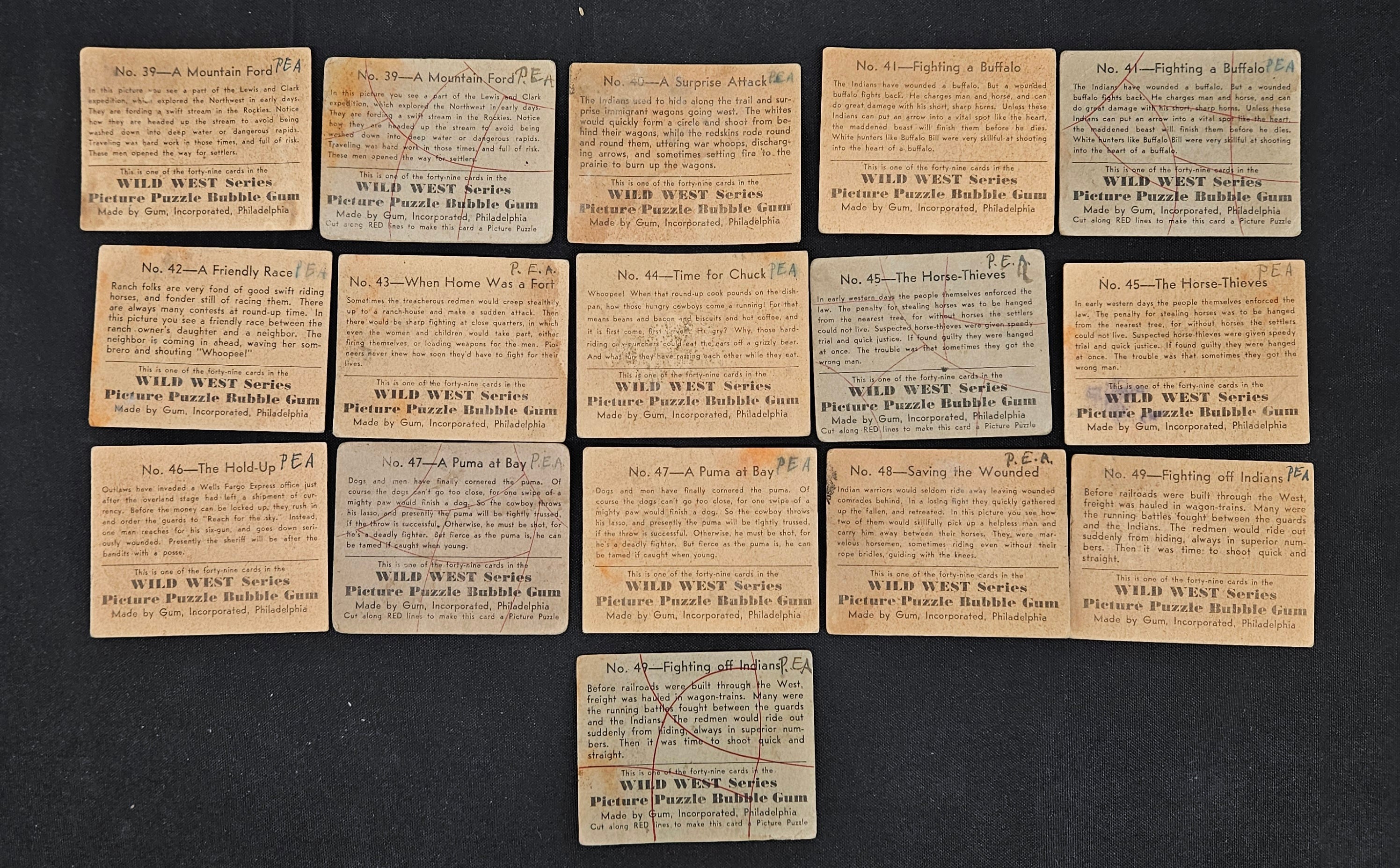 1933 Gum Inc. Wild West Series (R172) Near Complete Set (57/72) Poor *READ*