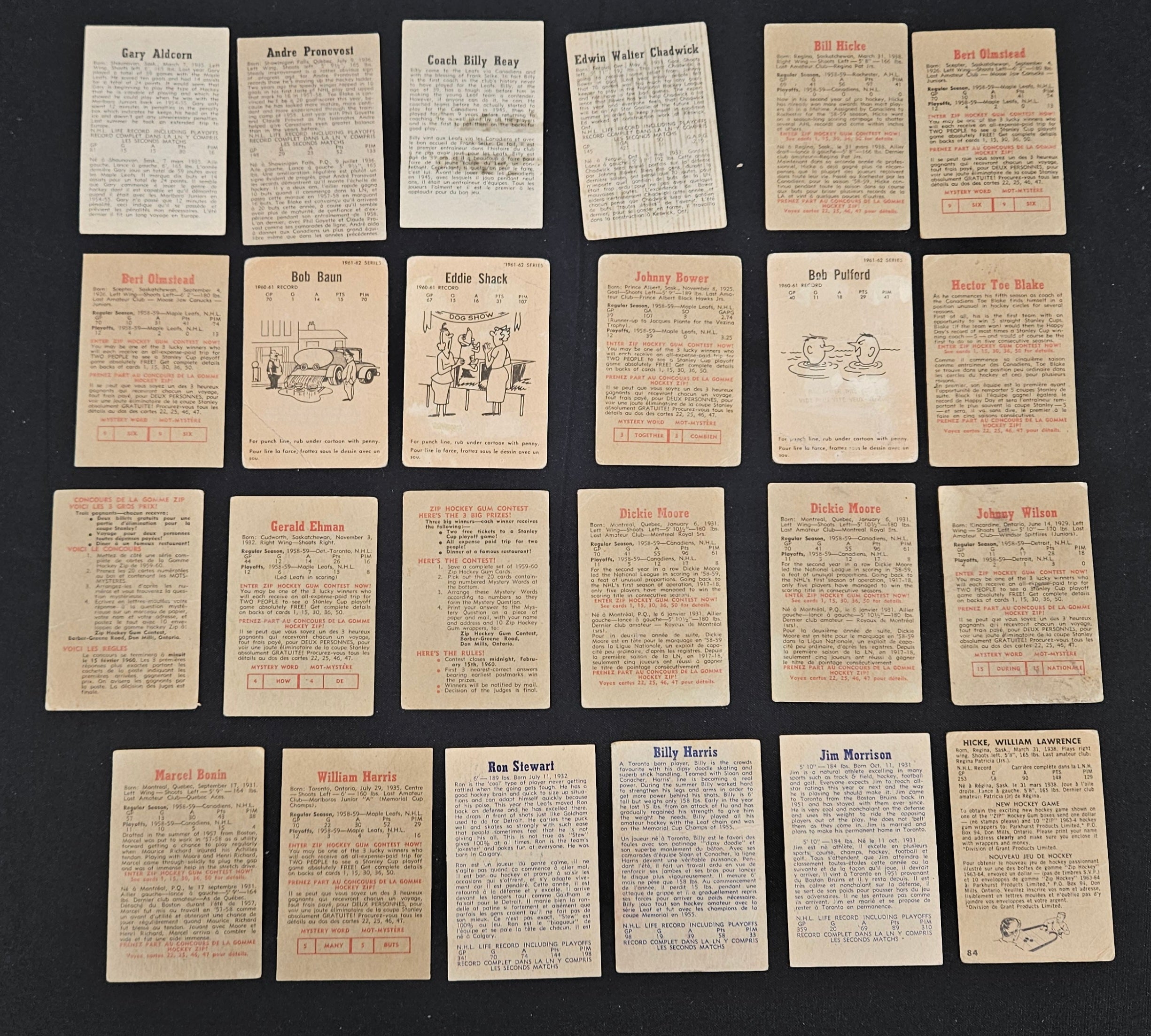 1950's Parkhurst Hockey (Lot Of 68) Low Grade