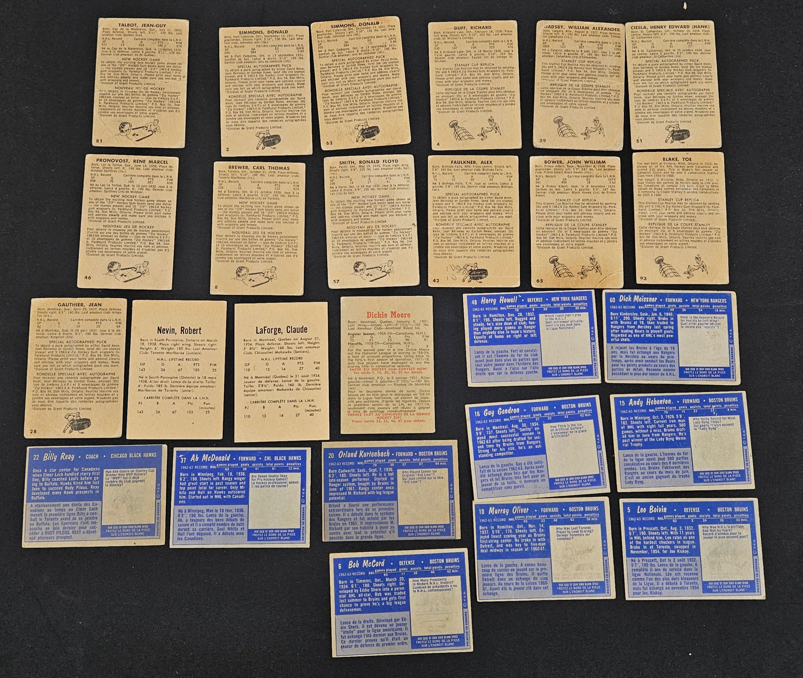 1950's Parkhurst Hockey (Lot Of 68) Low Grade