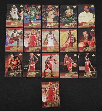 2003-04 Upper Deck LeBron James RC LeBron's Diary Complete Set (15/15 + 1 Dupe)