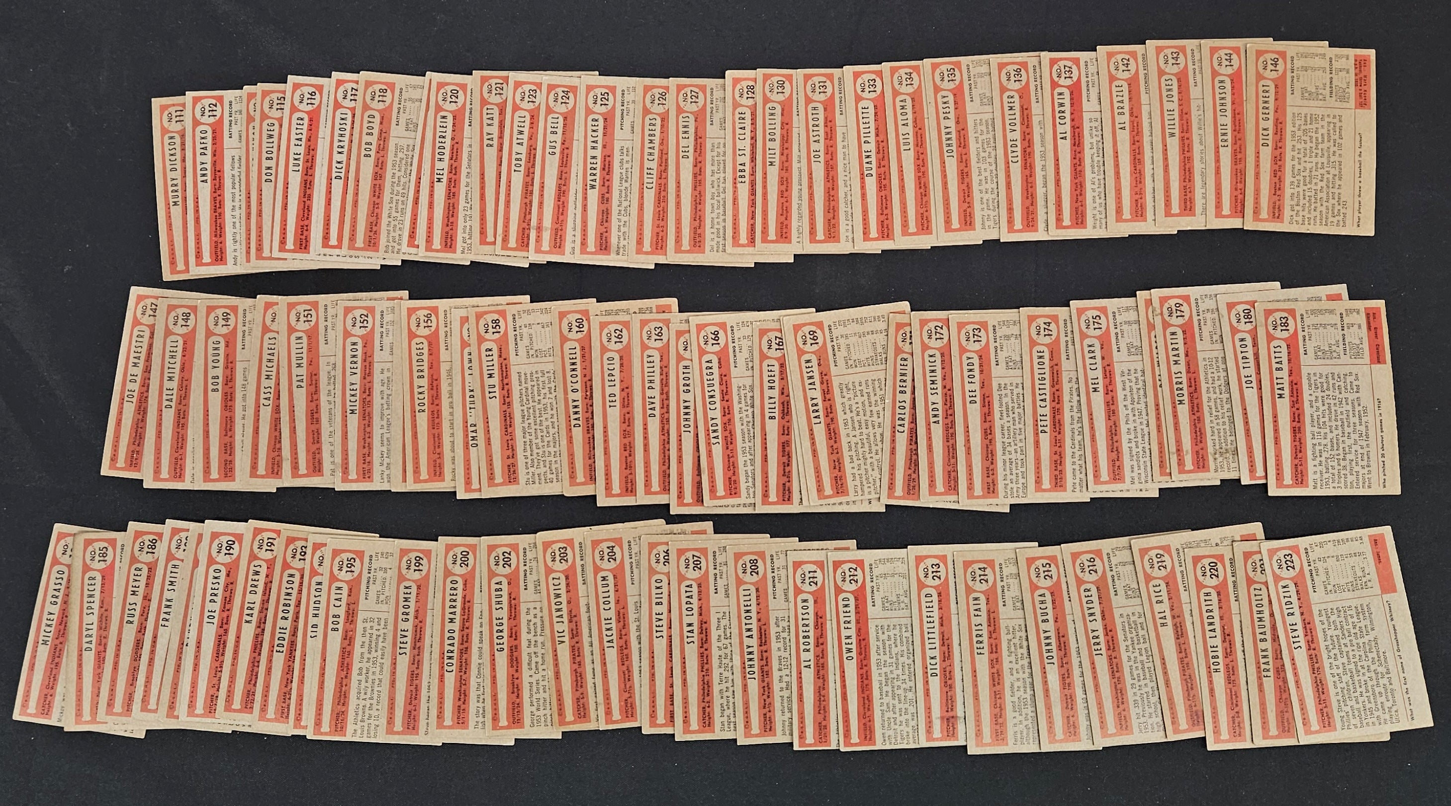 1954 Bowman Baseball Near Complete Set (197/224) VG-EX/EX Overall *Read*