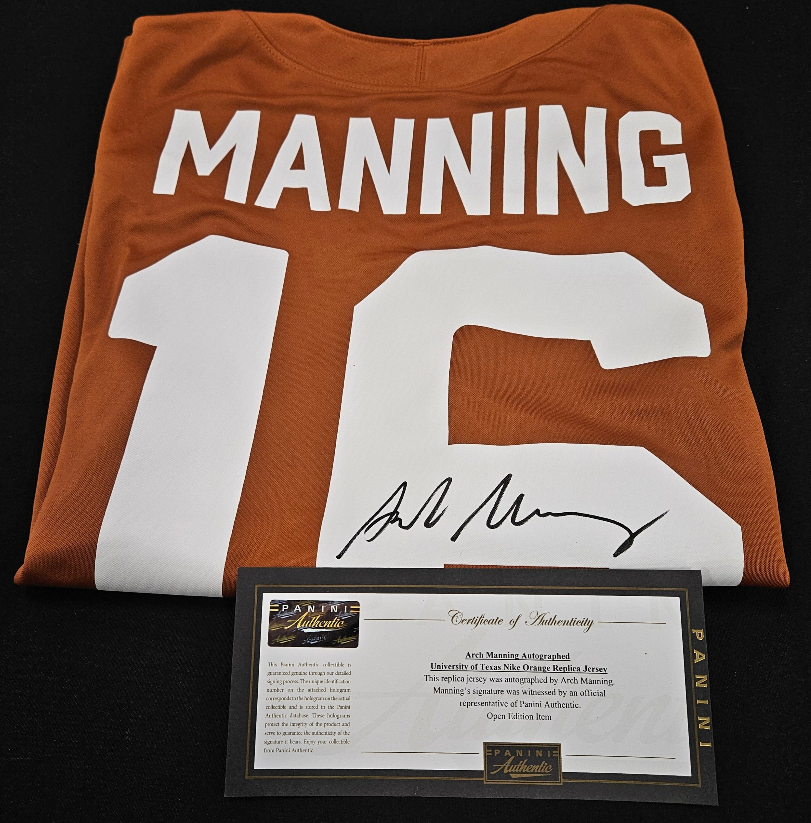 Arch Manning Signed Autographed Nike Texas Replica Jersey Panini Authentic