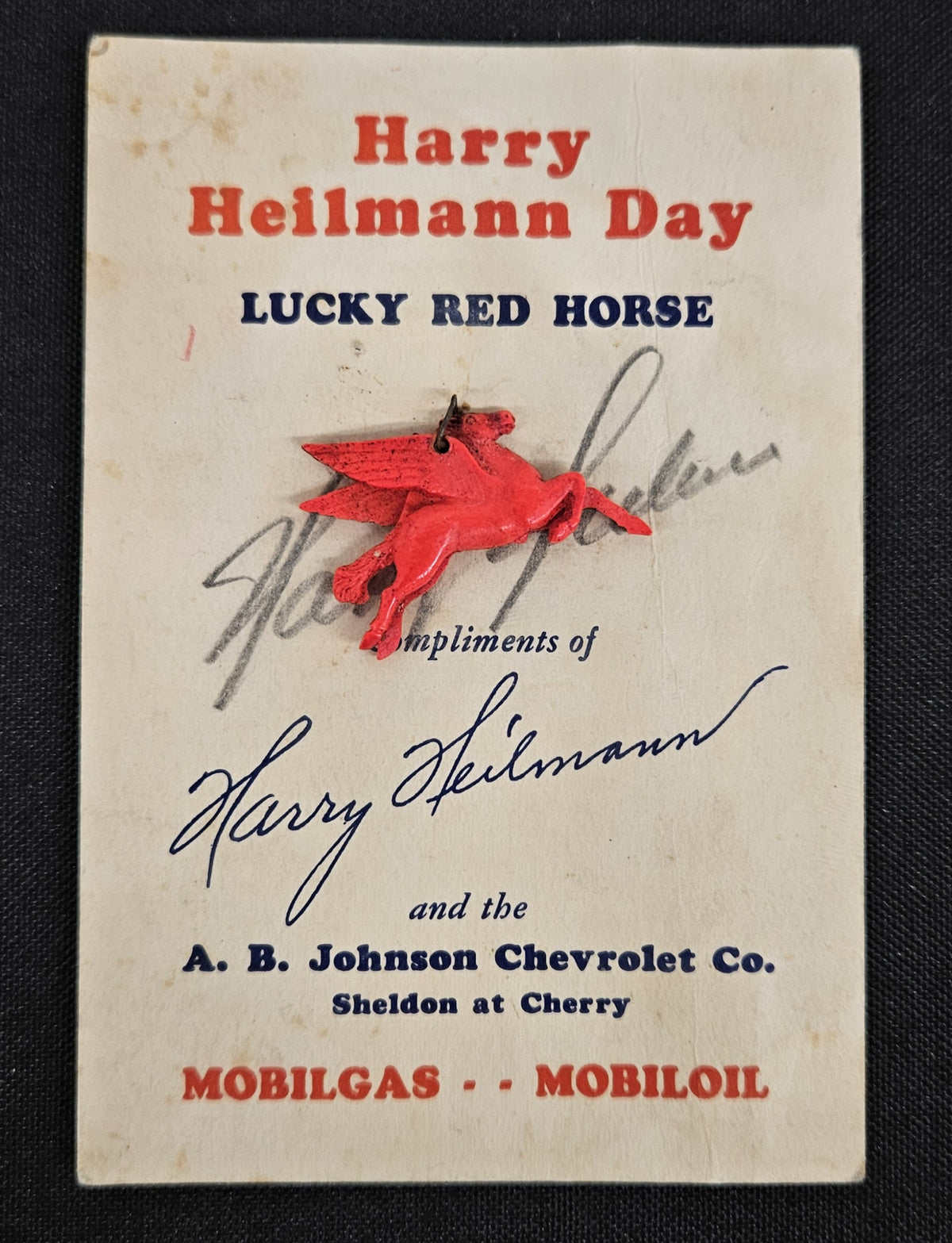 Harry Heilmann Day Signed Autographed Lucky Red Horse Pamphlet JSA Authentic