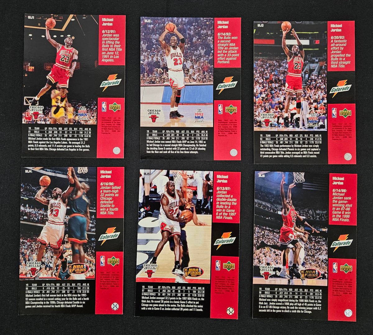 1999-00 Upper Deck Gatorade Michael Jordan Jumbo Promo Complete Set (6/6)