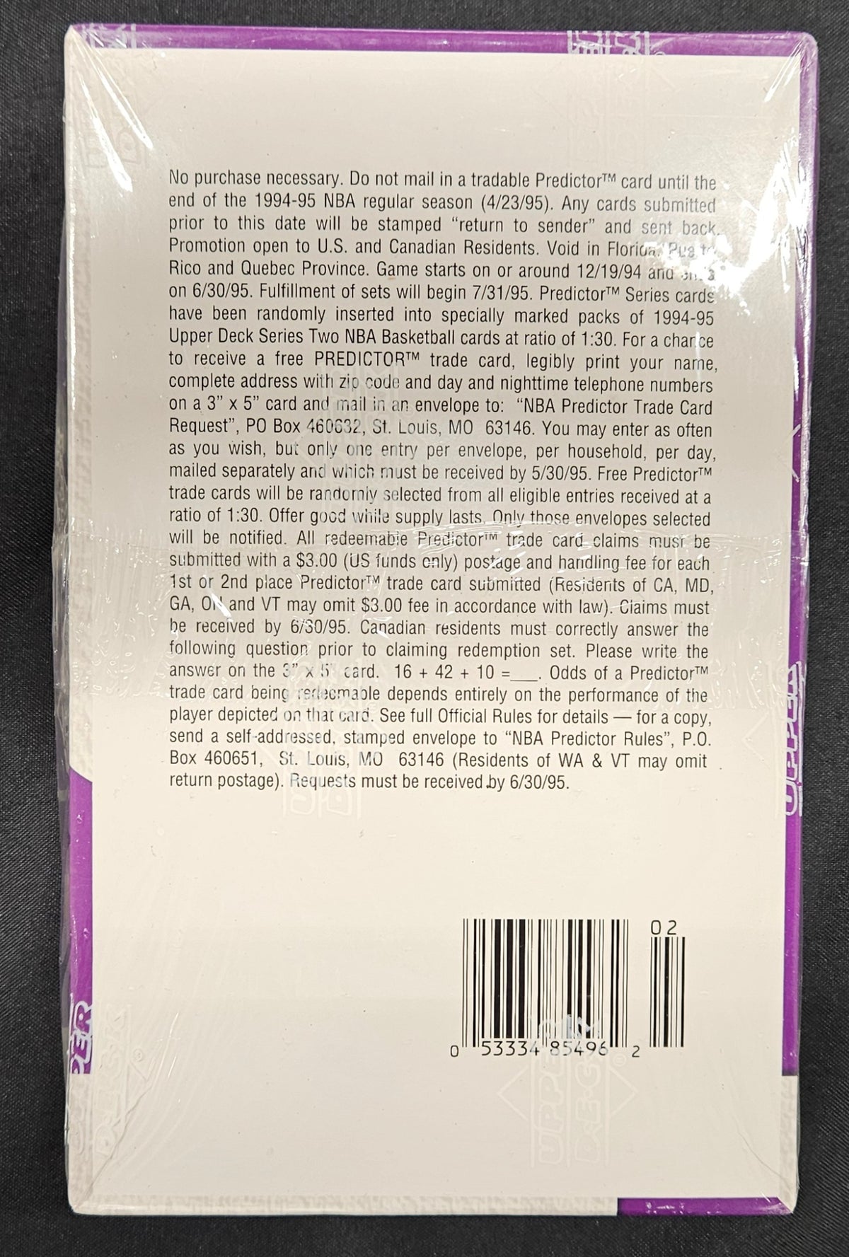 1994-95 Upper Deck Series 2 Basketball Hobby Box Factory Sealed