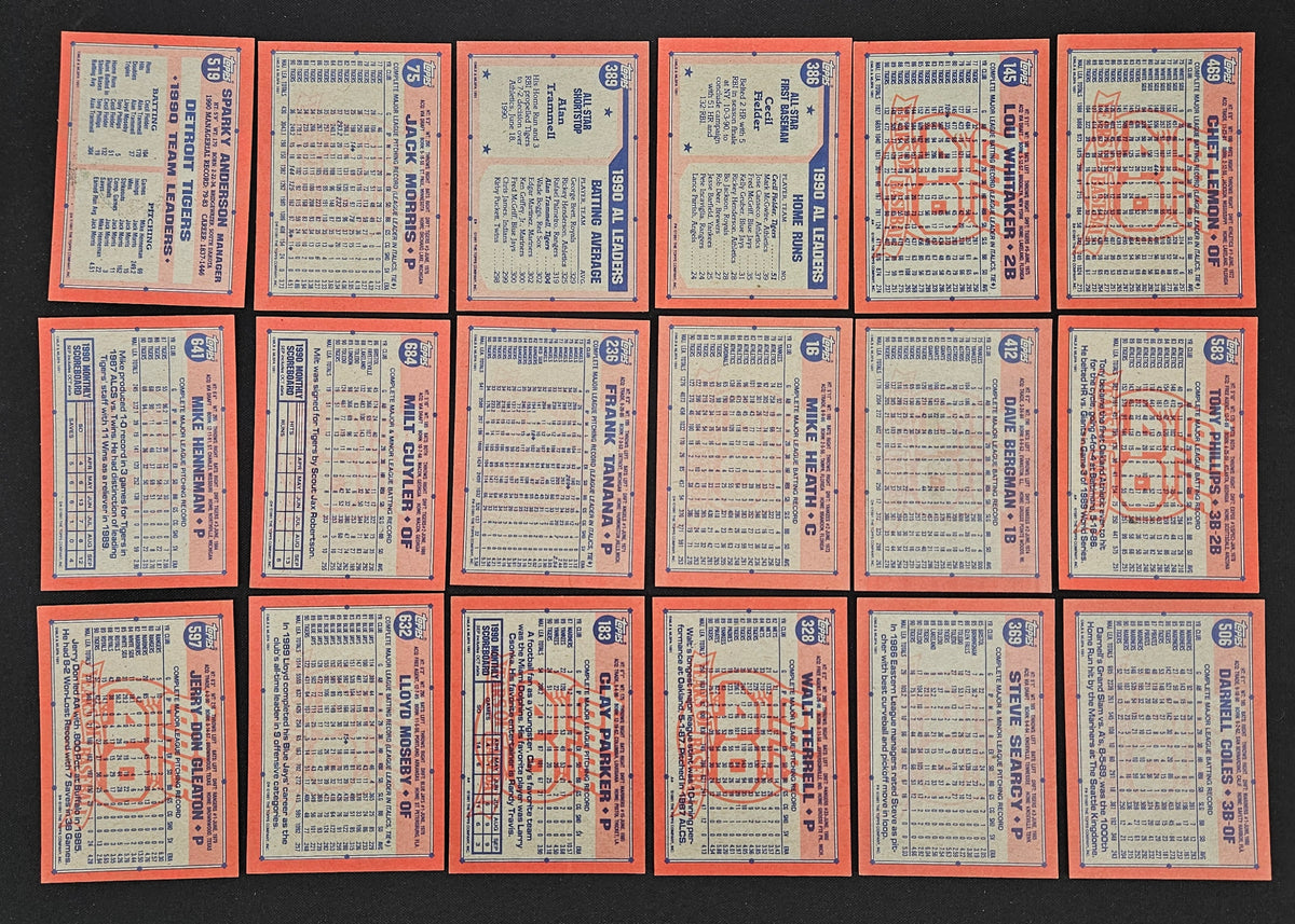 1991 Topps 40th Desert Shield Detroit Tigers Team Partial Set (27)