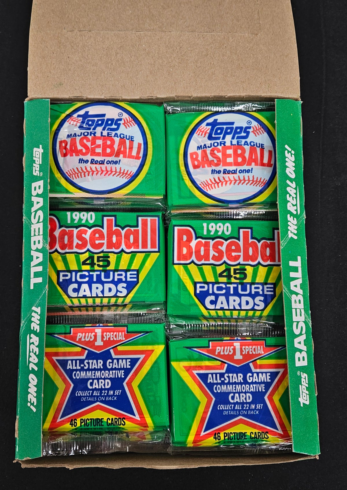 1990 Topps Baseball Rack Pack Box / 24 Sealed Packs