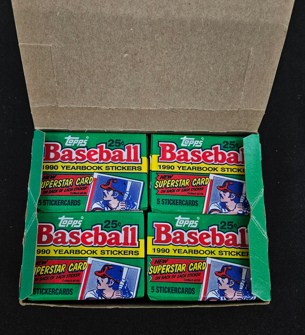 1990 Topps Baseball Yearbook Sticker Box / 48 Sealed Packs
