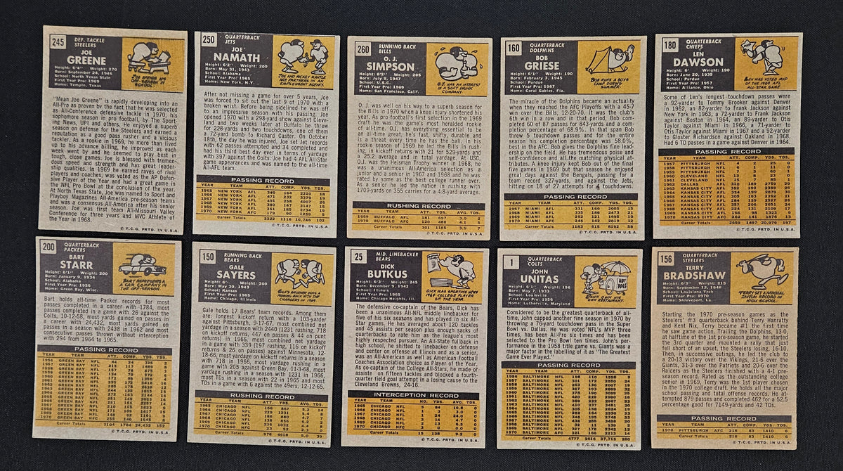 1971 Topps Football Complete Set (263/263) VG/EX-EX Overall