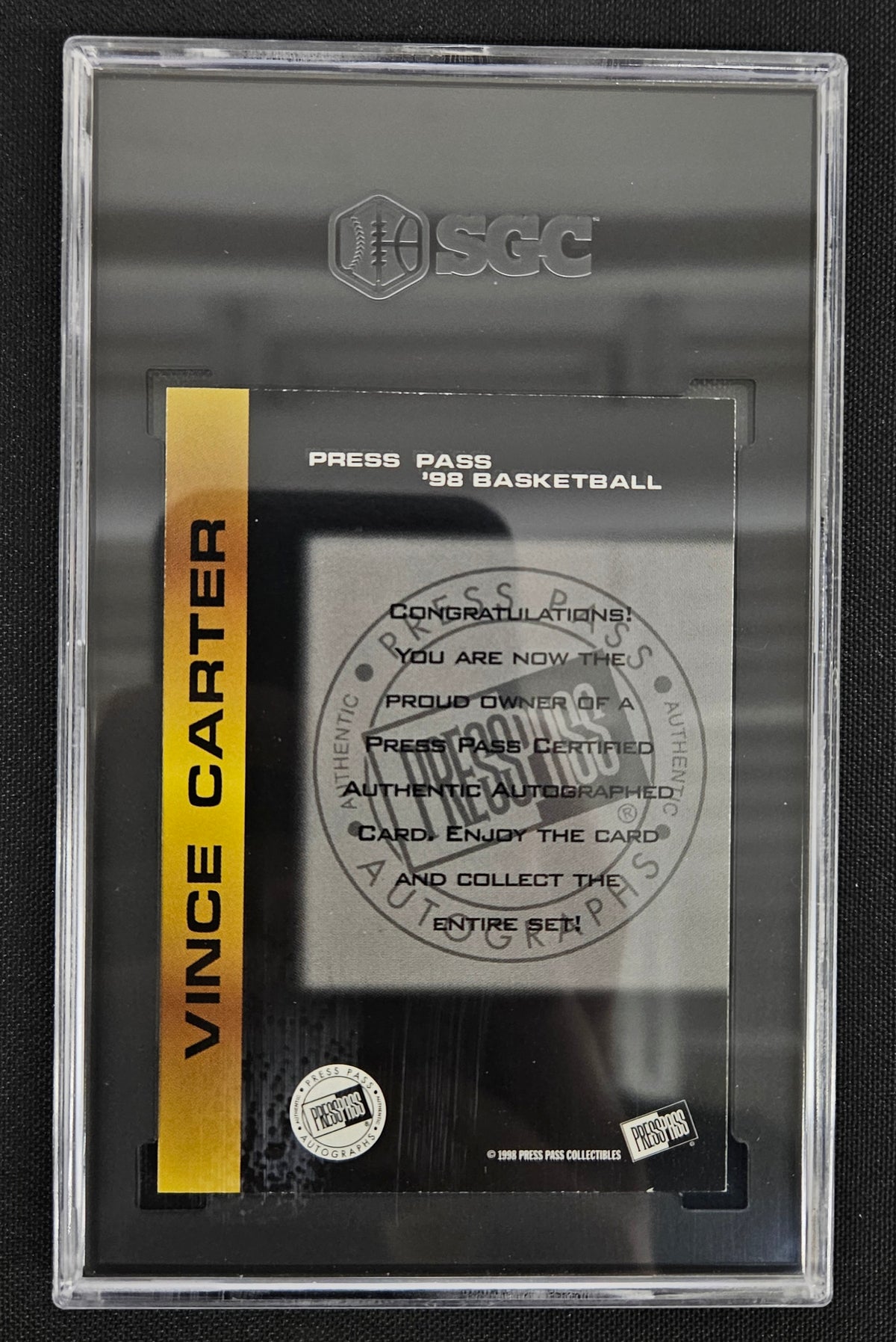 1998-99 Press Pass Vince Carter RC Auto SGC 8