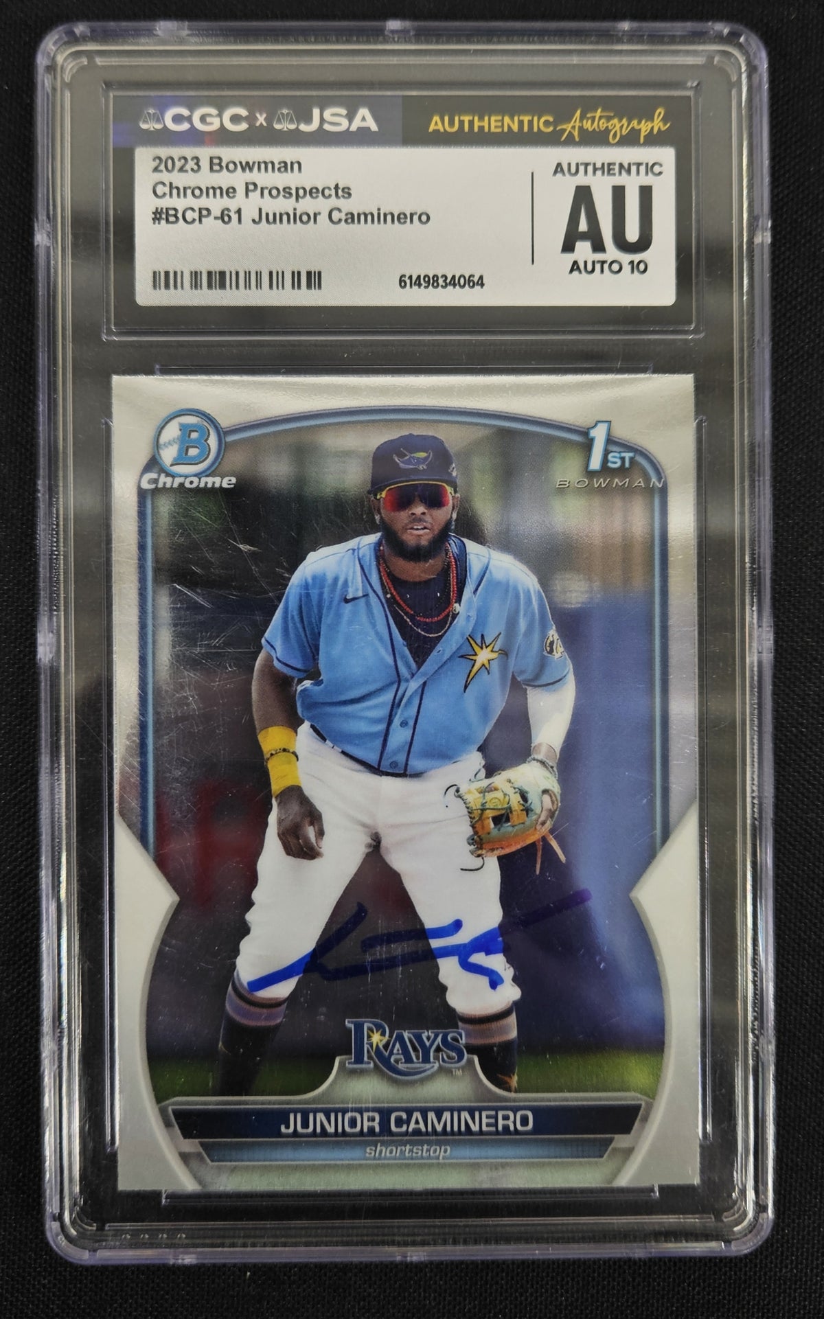 2023 Bowman Junior Caminero 1st Chrome Signed Auto CGC x JSA Authentic 10