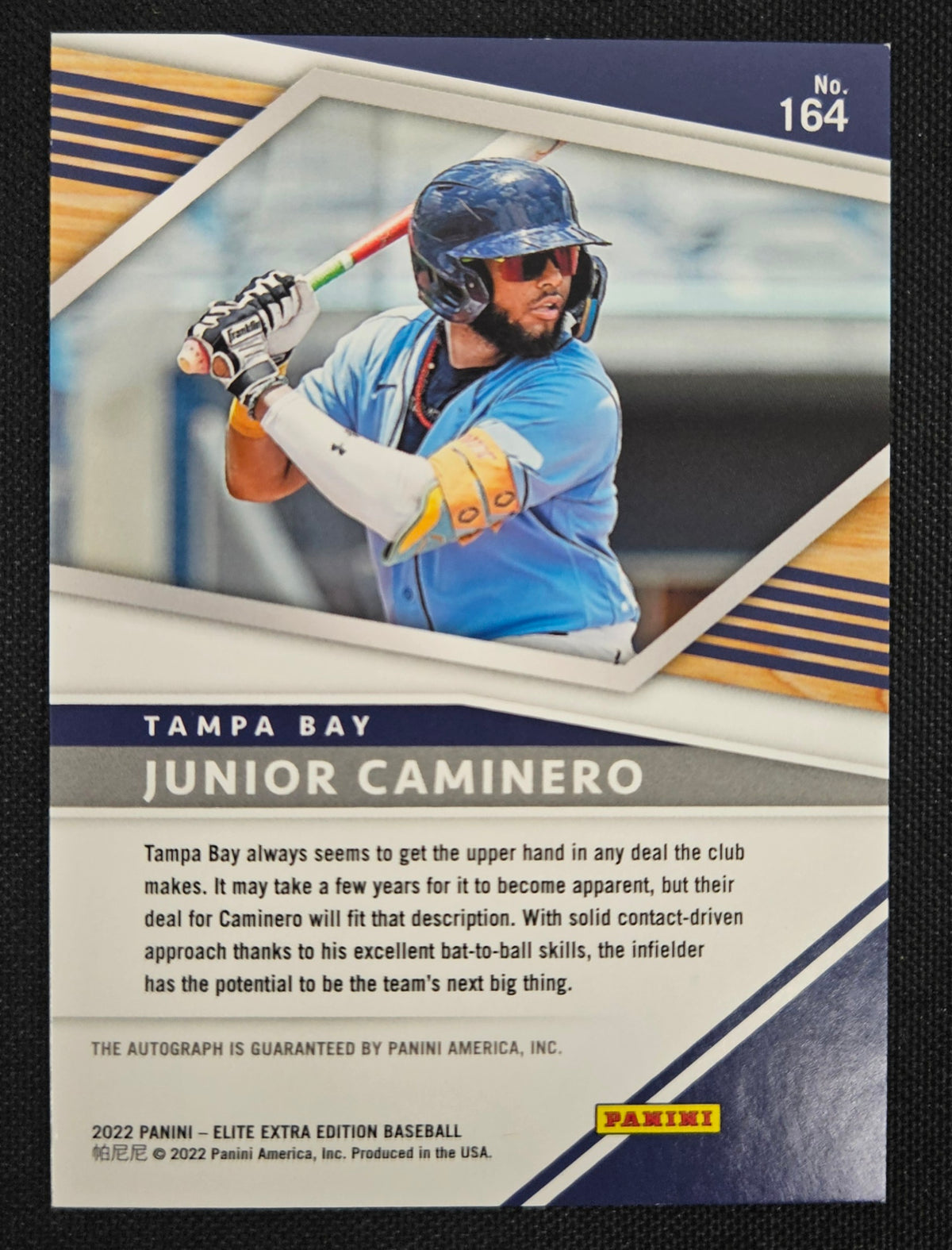 2022 Panini Elite Extra Junior Caminero Prospect Auto #164